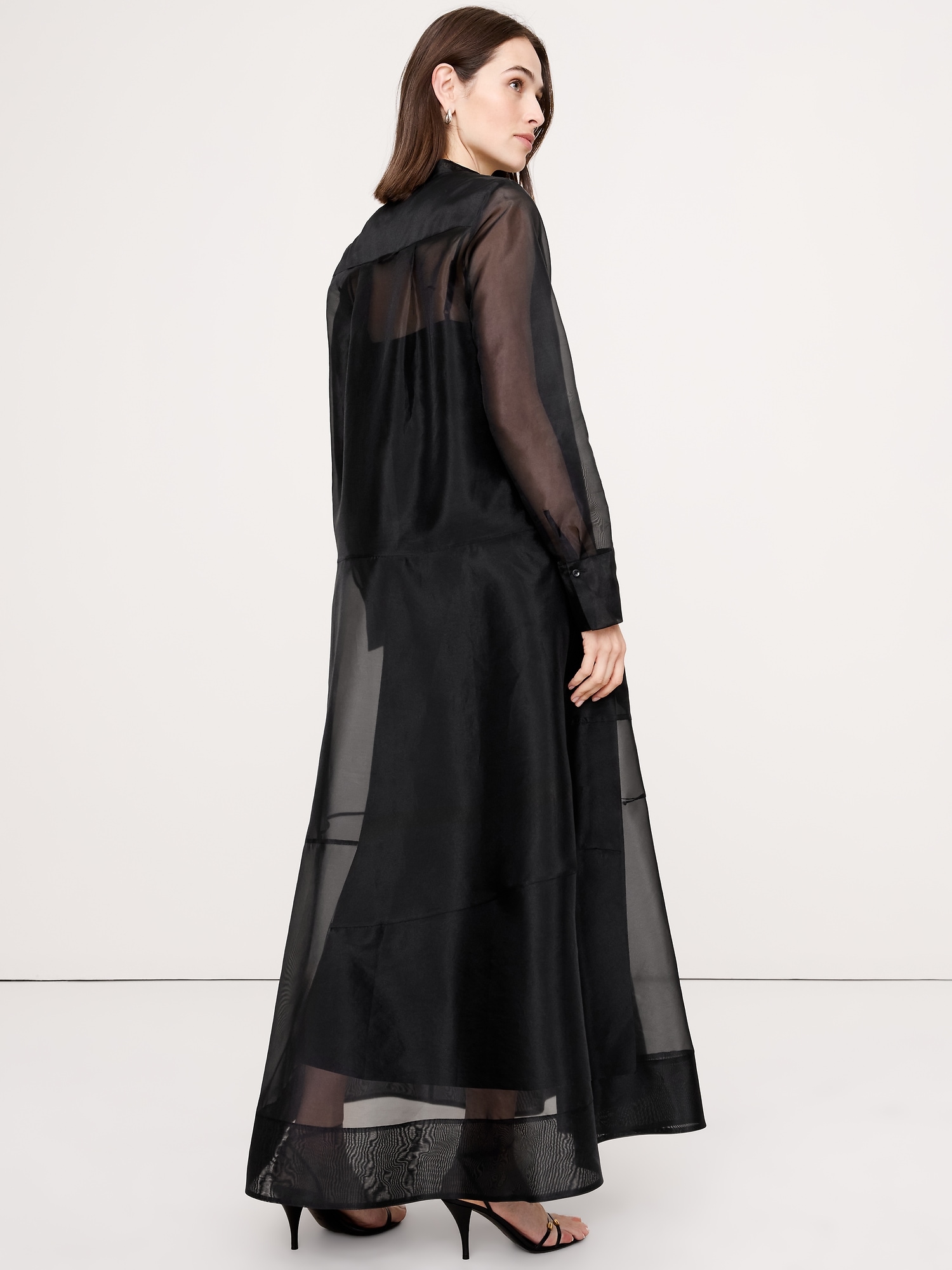 Image number 3 showing, Organza Maxi Shirt Dress