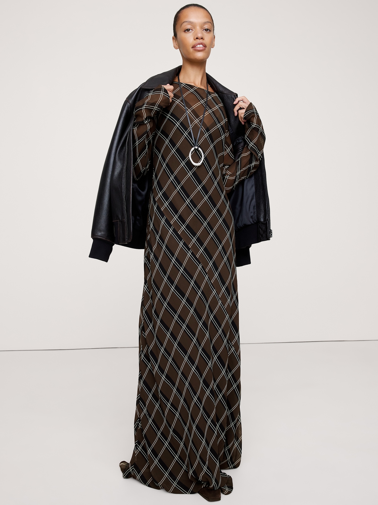 Image number 1 showing, Bias-Cut Chiffon Maxi Dress