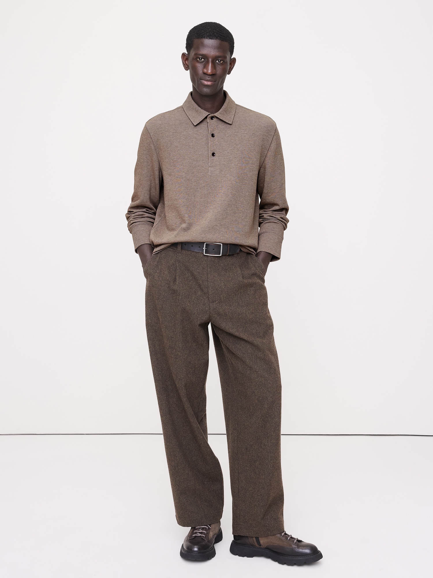 Slub Double-Knit Polo - Heather Oatmeal