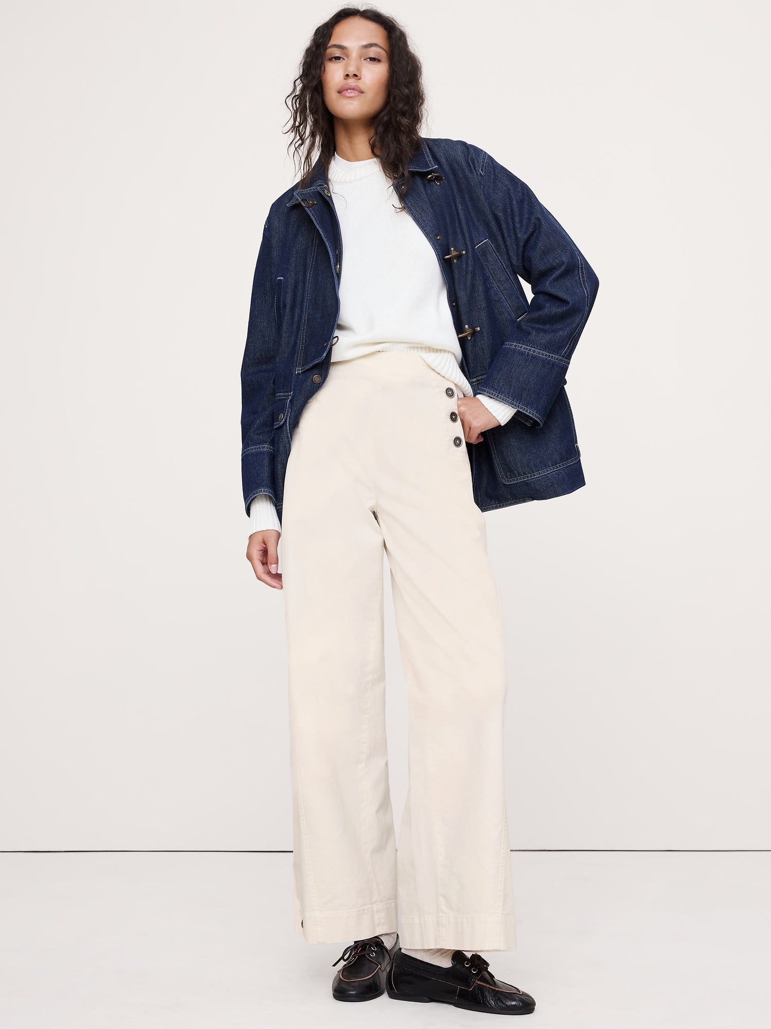 High-Rise Stretch-Canvas Sailor Pant