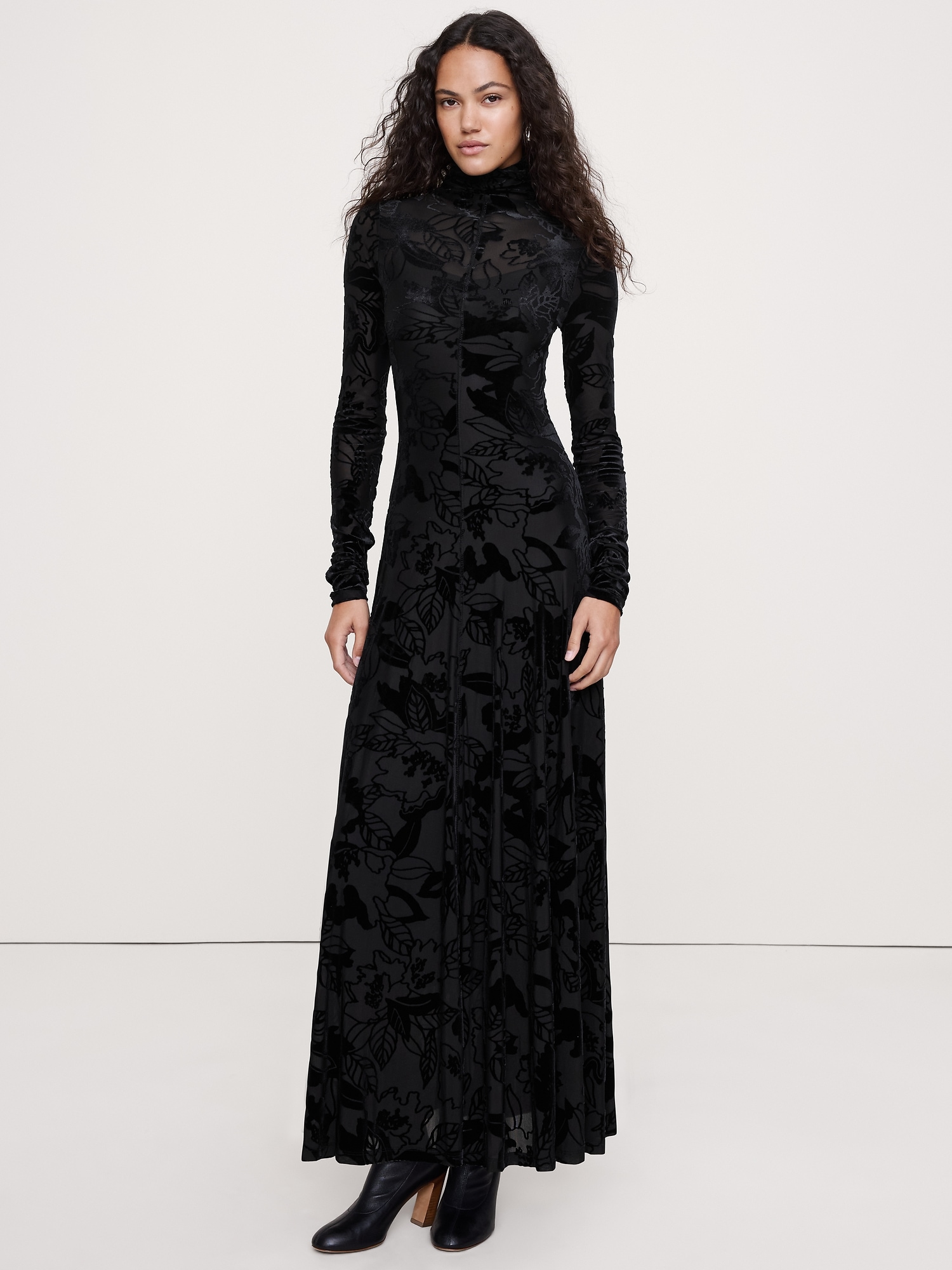 Image number 1 showing, Burnout Velvet Maxi Dress