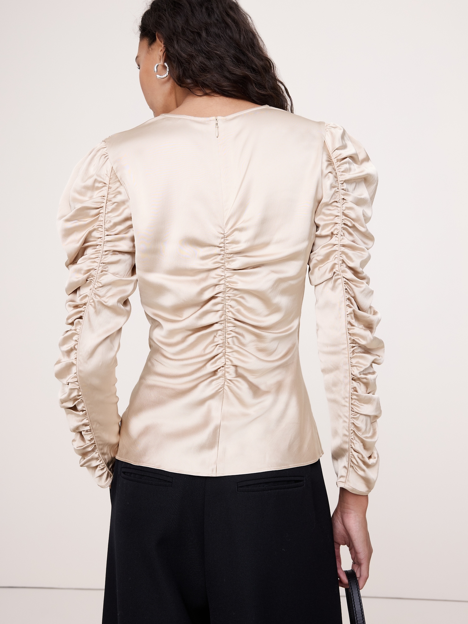 Image number 2 showing, Stretch-Satin Ruched Top