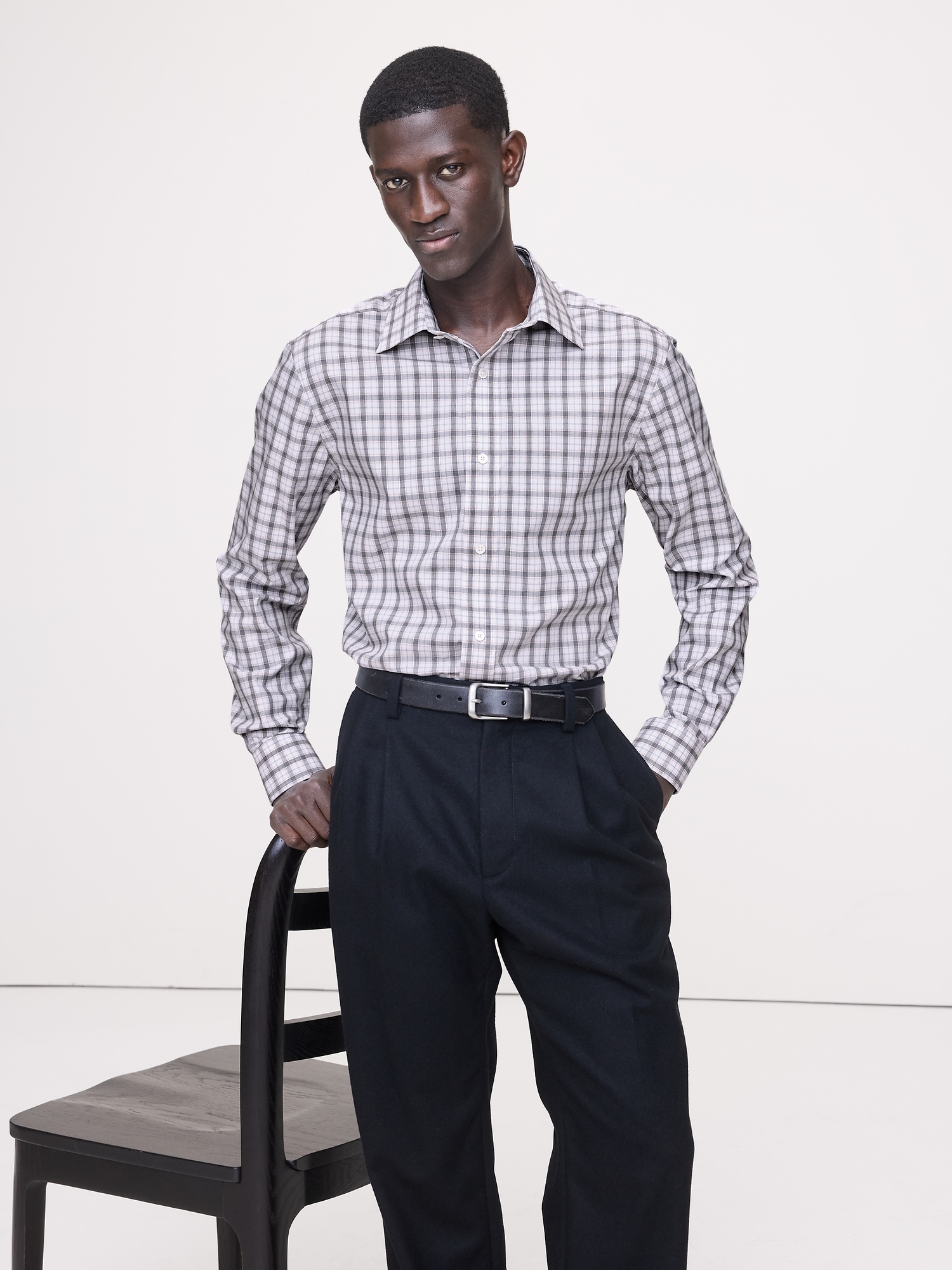 Standard-Fit Wrinkle-Resistant Dress Shirt - Yellow & Gray