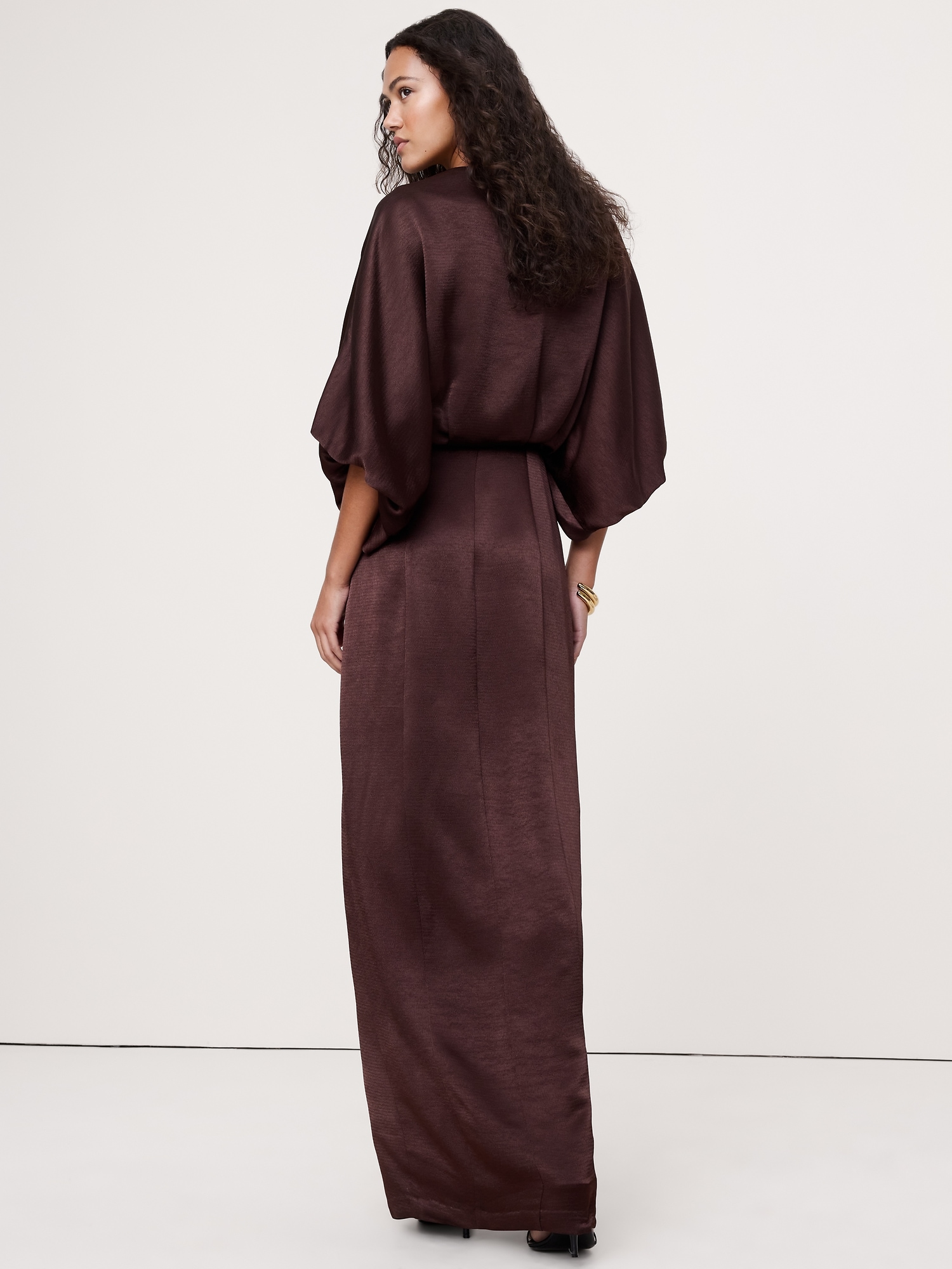 Image number 2 showing, Hammered Satin Wrap Maxi Dress
