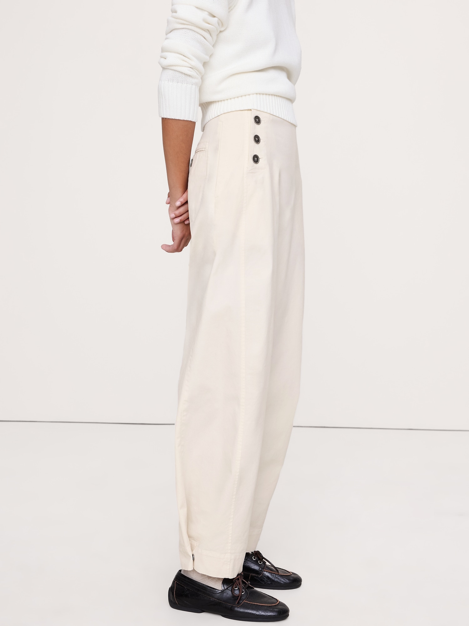 Image number 7 showing, High-Rise Stretch-Canvas Sailor Pant