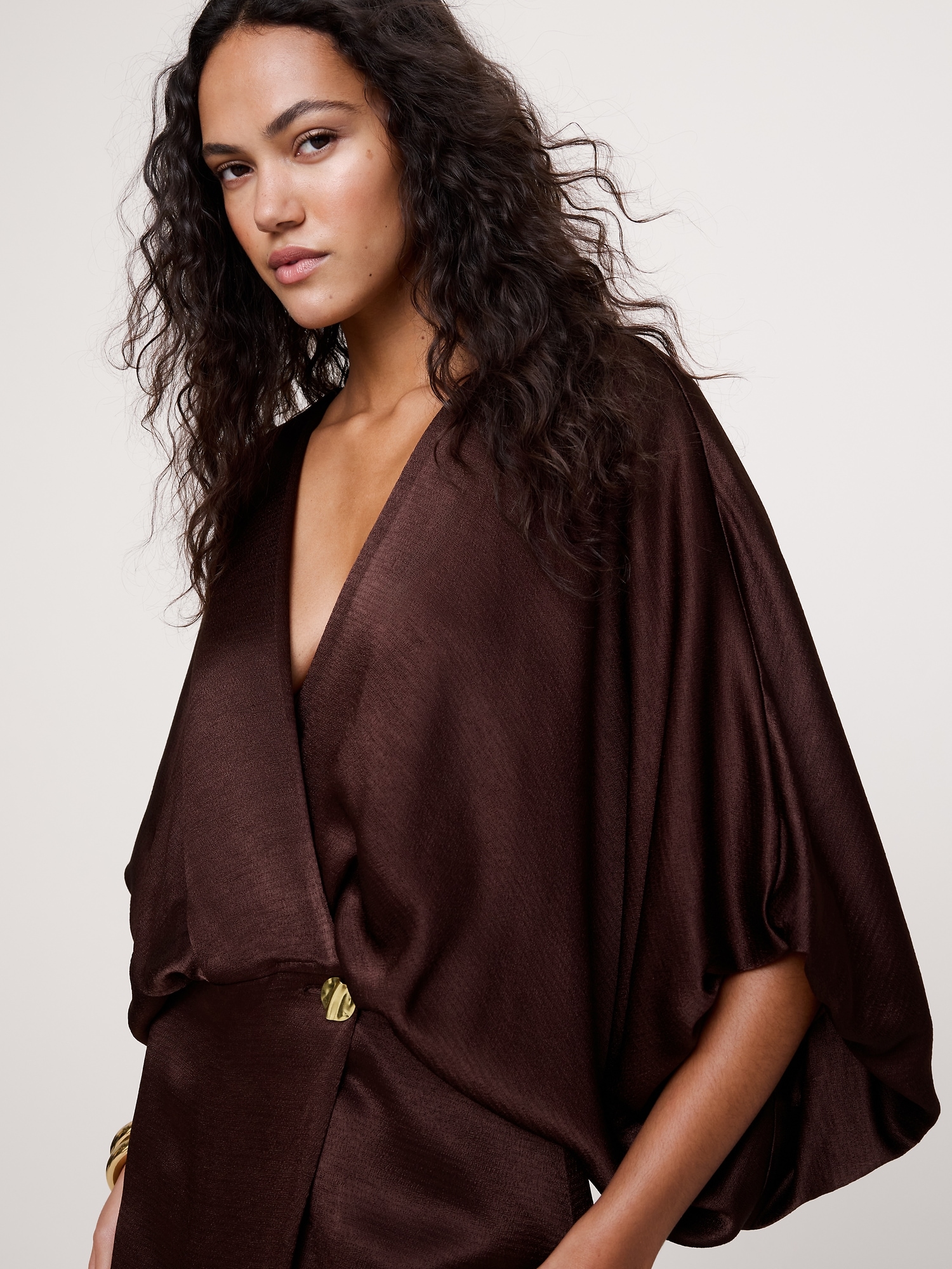 Image number 3 showing, Hammered Satin Wrap Maxi Dress