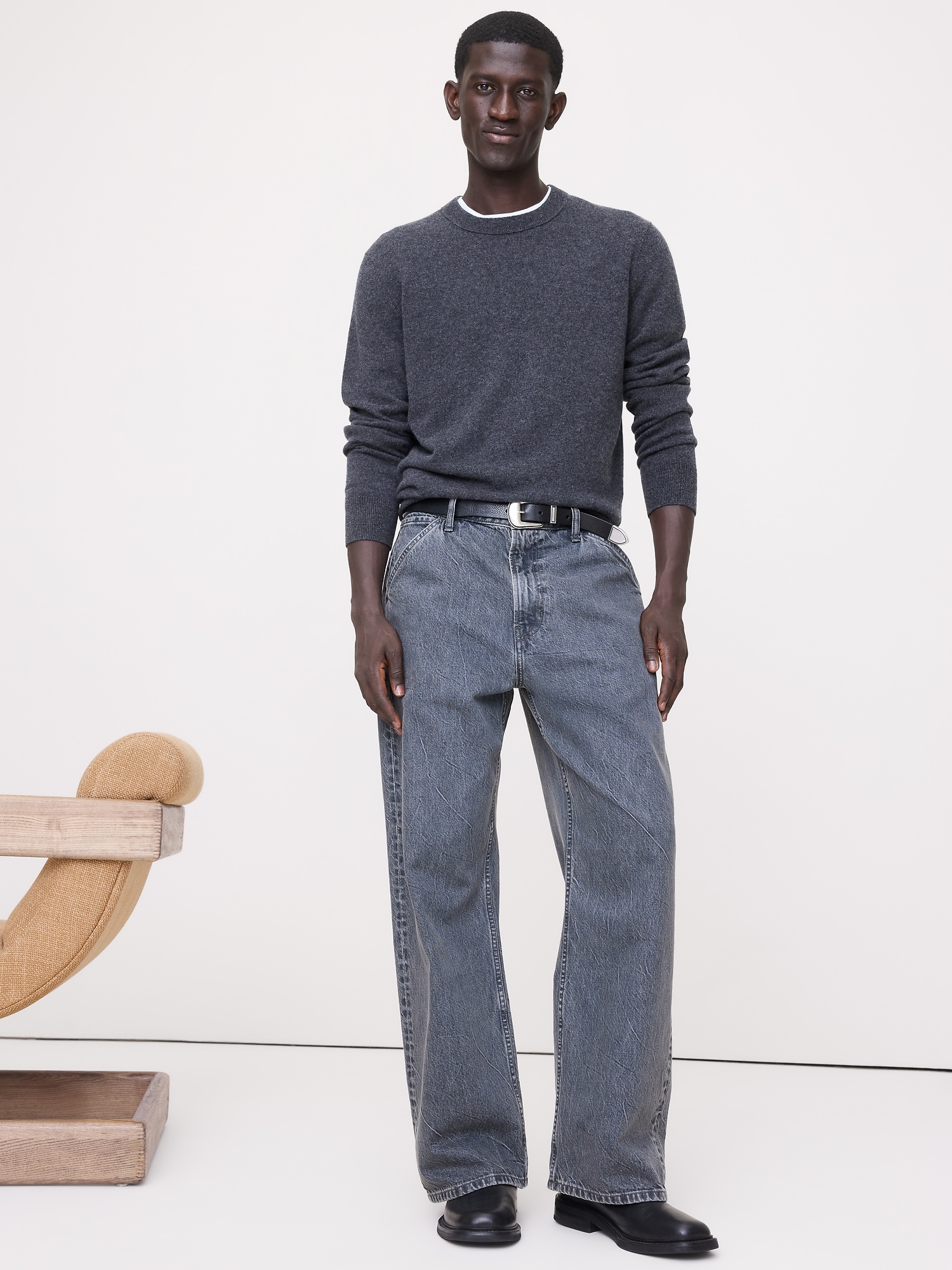 Cashmere Crew-Neck Sweater - Charcoal Gray