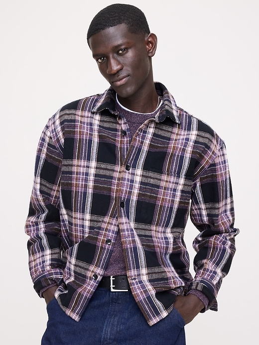 Relaxed-Fit Textured Flannel Overshirt