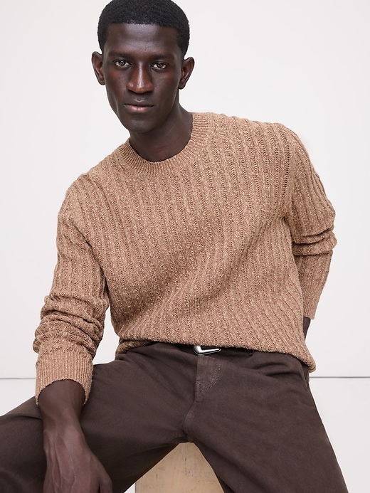 Cotton-Linen Blend Crew-Neck Sweater