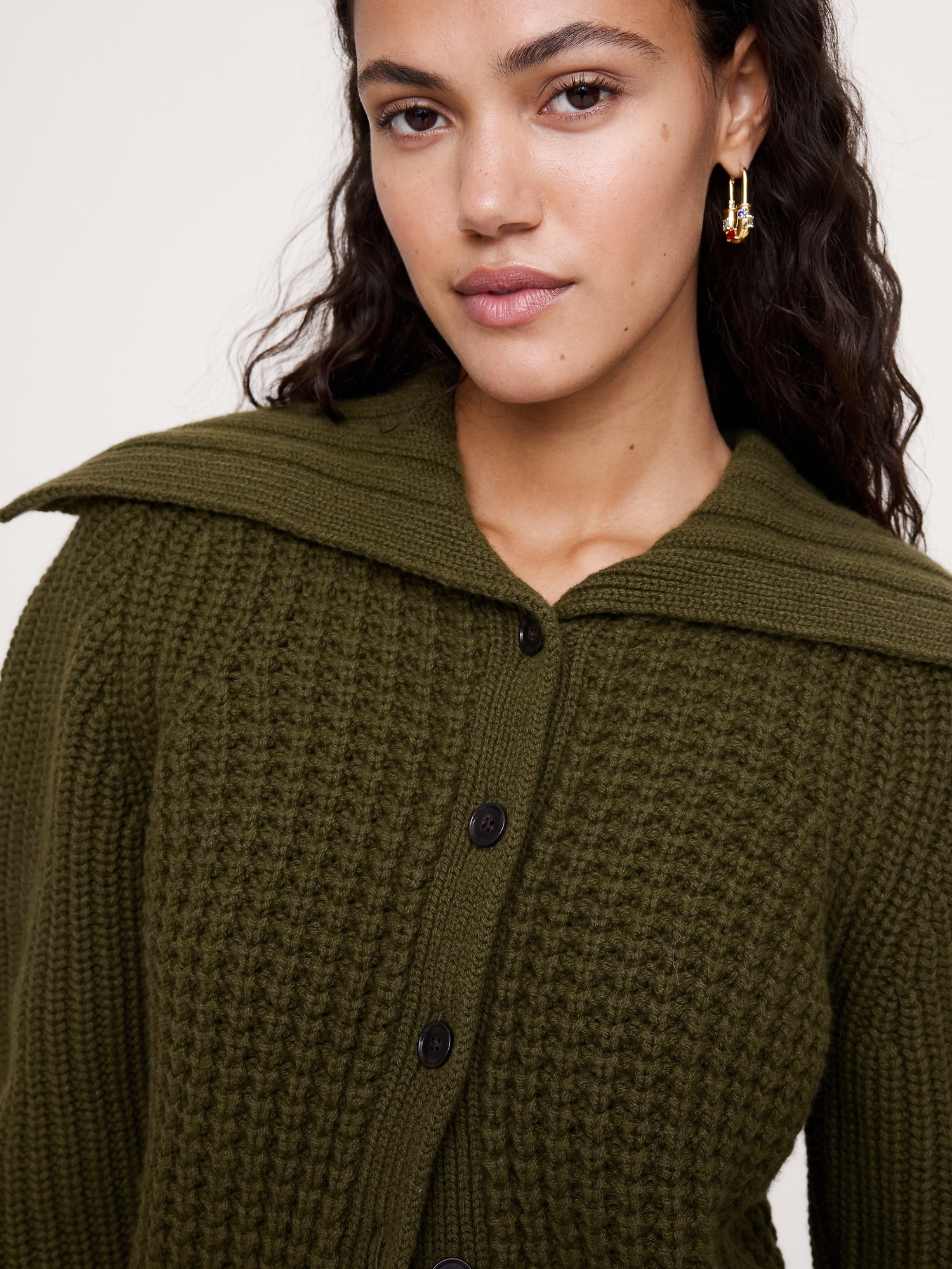 Image number 3 showing, Merino-Cotton Cropped Cardigan