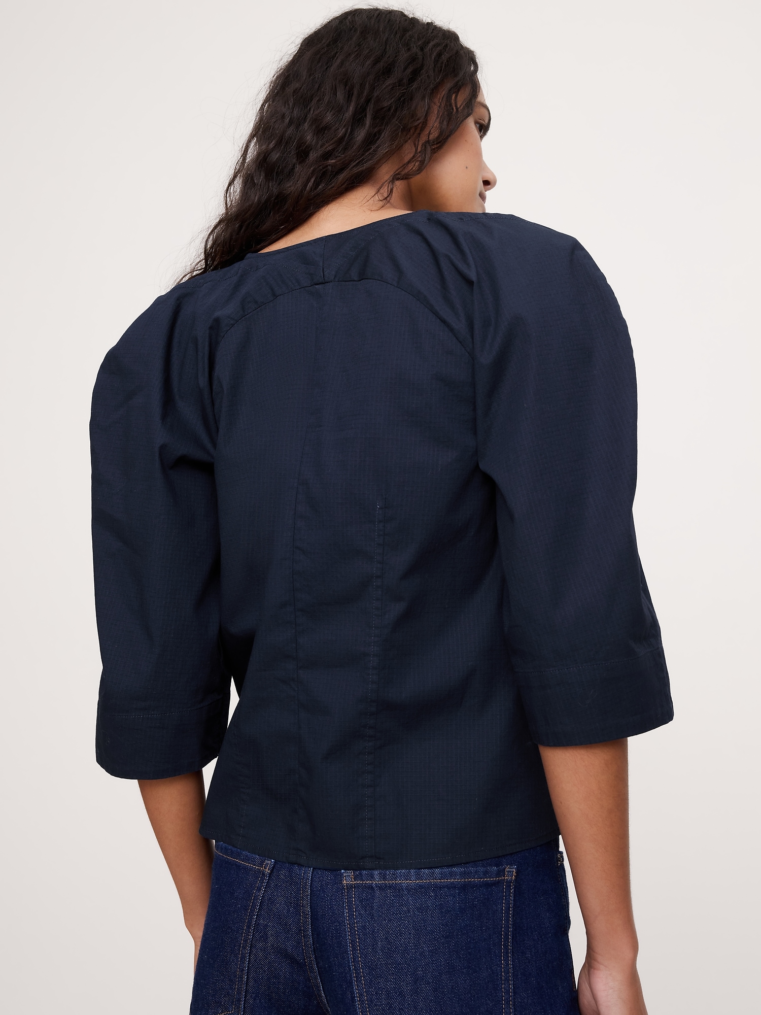 Image number 2 showing, Stretch-Cotton Volume-Sleeve Top