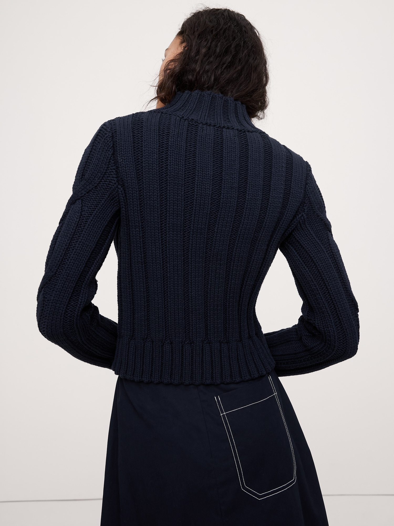 Image number 2 showing, Cotton-Blend Cable-Knit Cropped Sweater