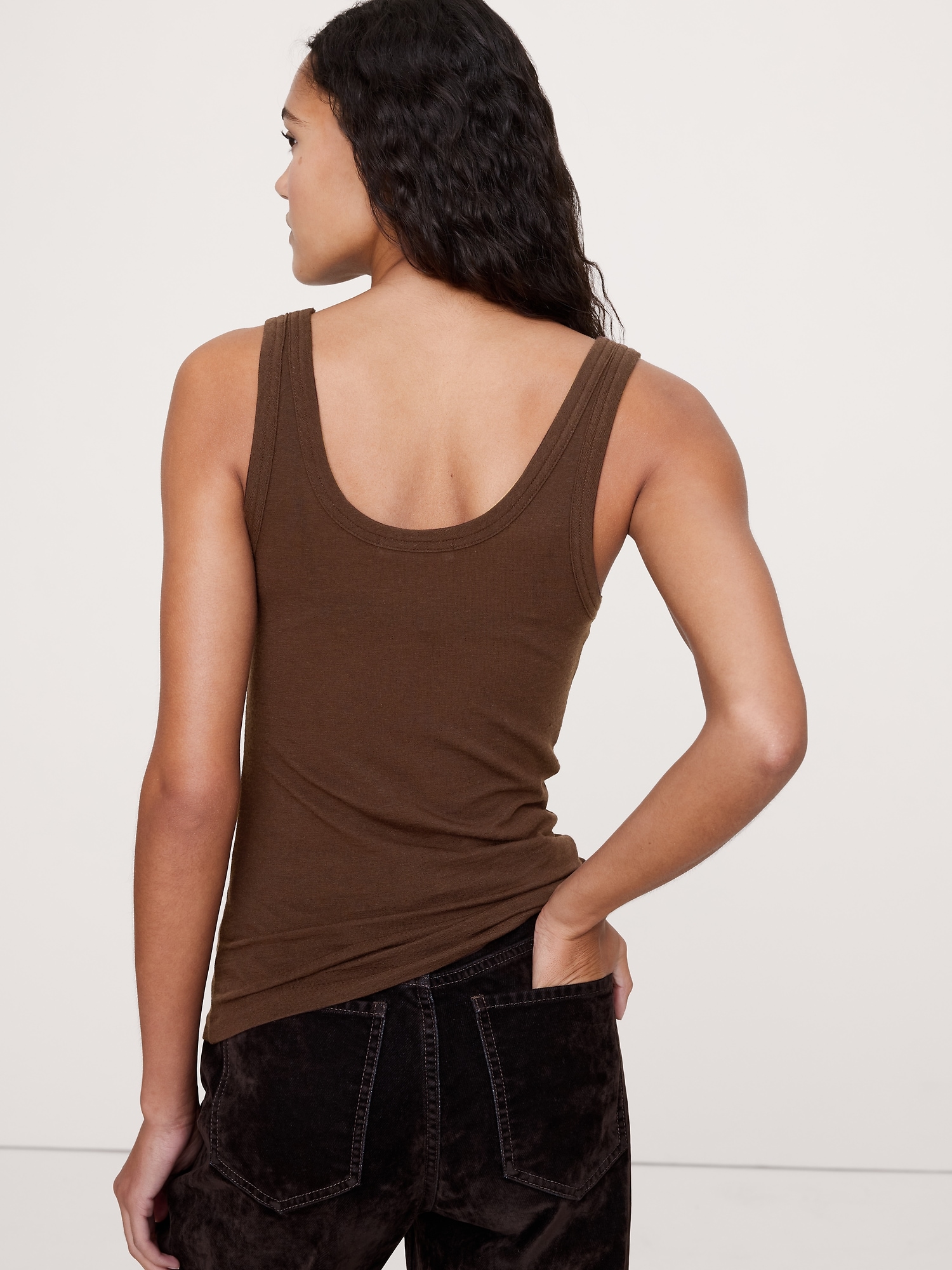 Image number 2 showing, Sheer Lyocell-Wool Scoop-Neck Tank