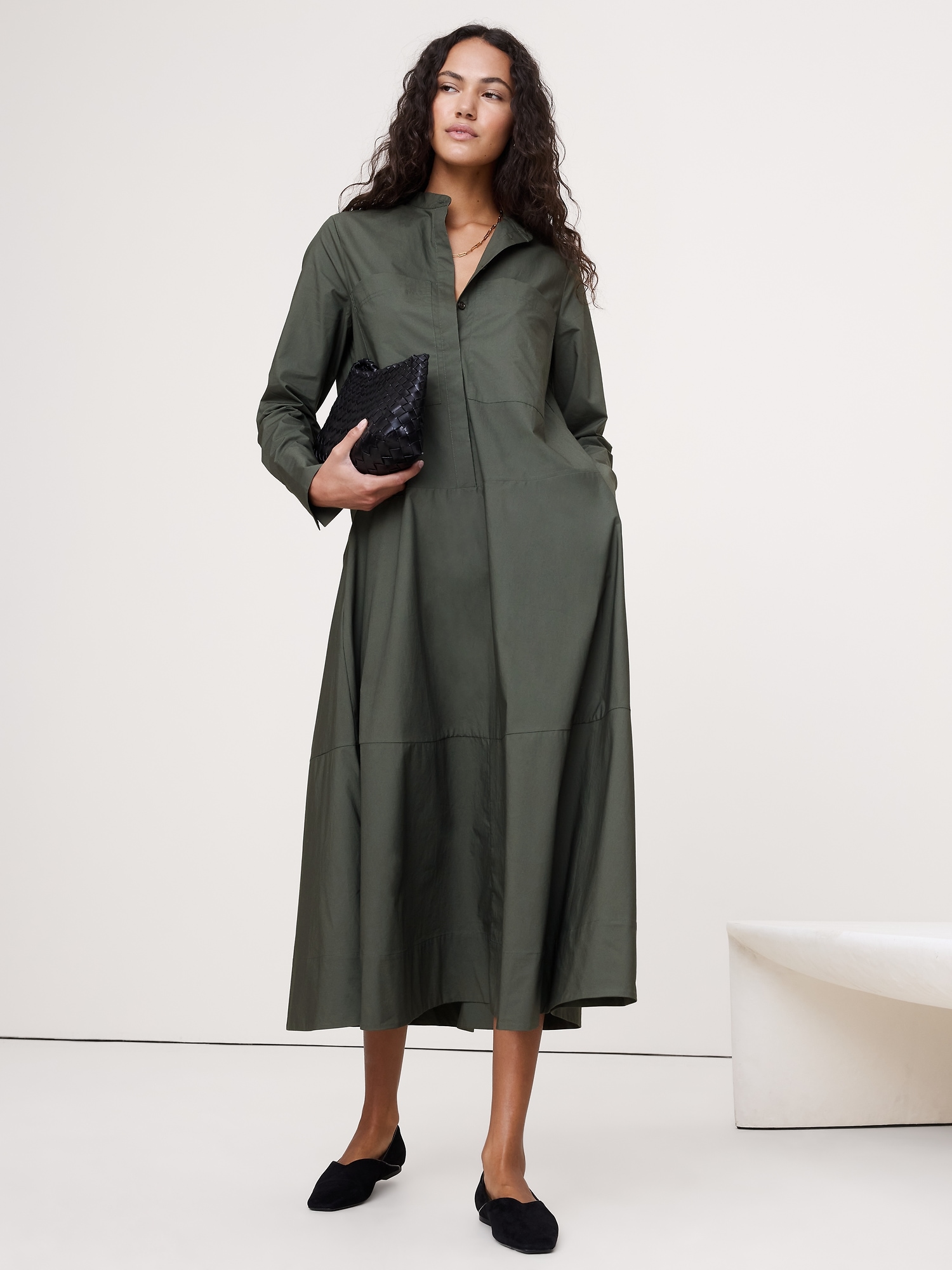 Cotton Trapeze Shirtdress
