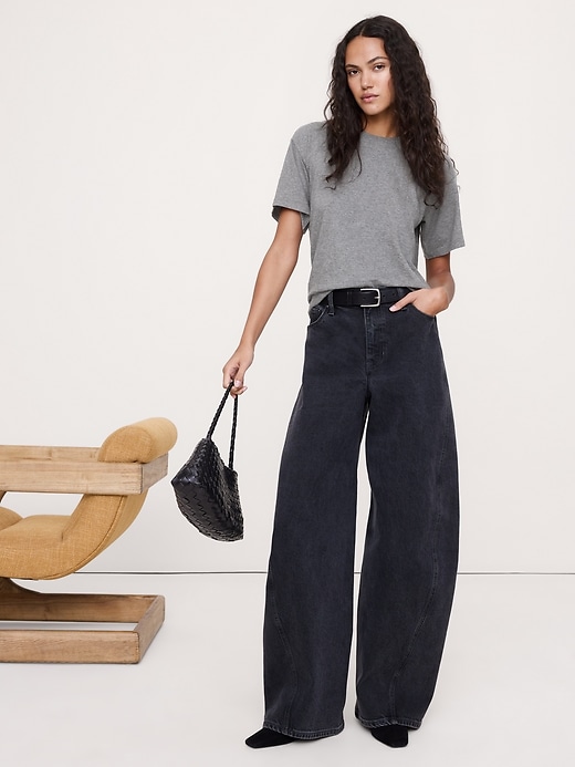 Vintage Cotton Mock-Neck T-Shirt