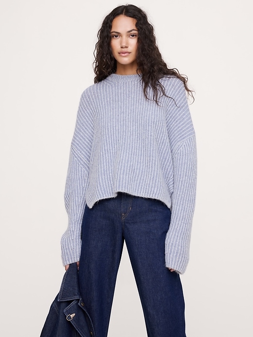 Alpaca-Wool Blend Ribbed Sweater