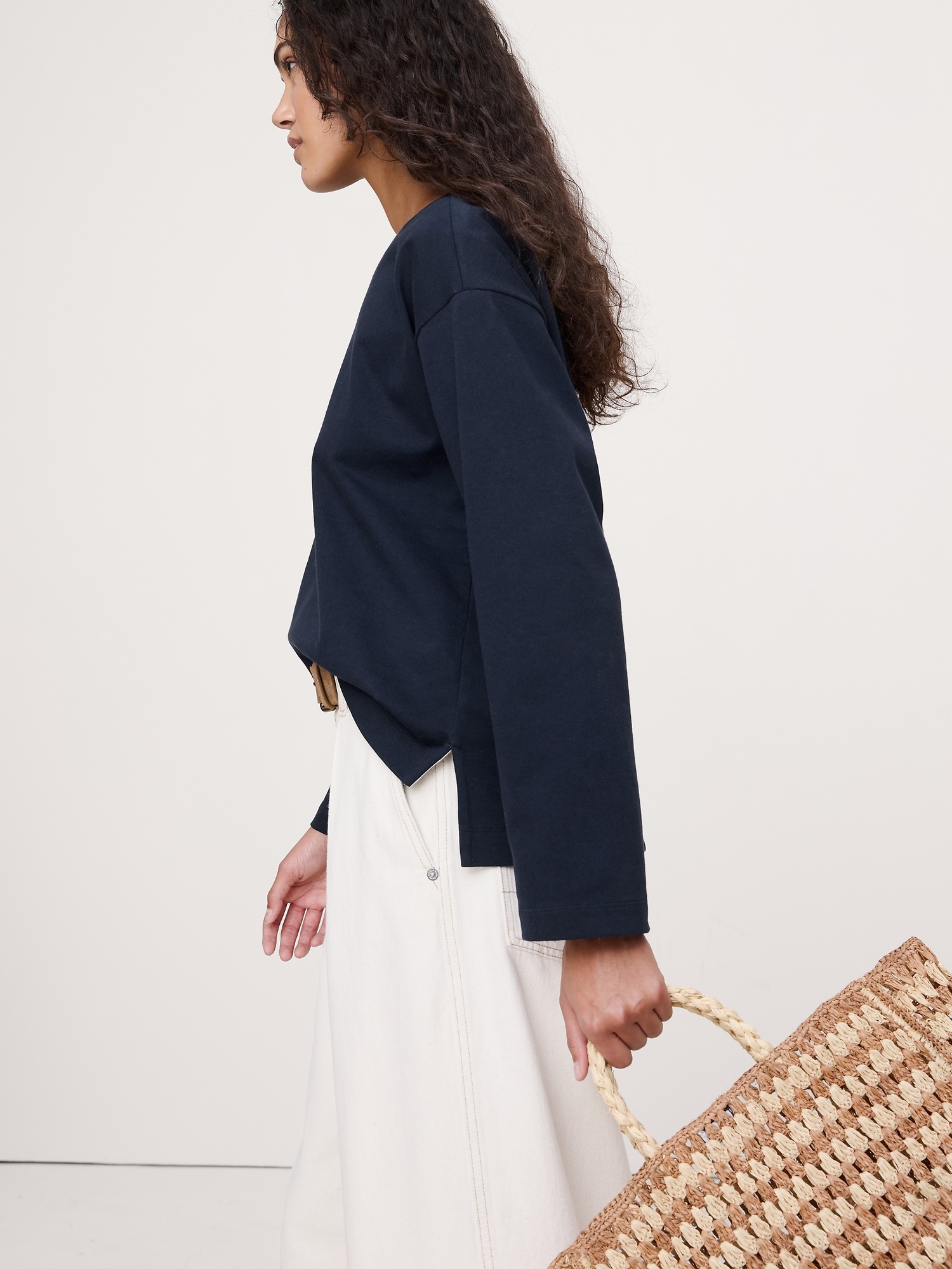 Image number 3 showing, Relaxed Cotton Boat-Neck Top