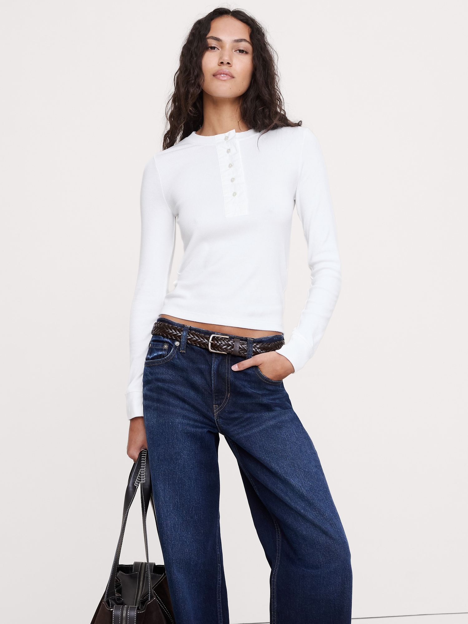 Image number 1 showing, Ribbed Henley T-Shirt