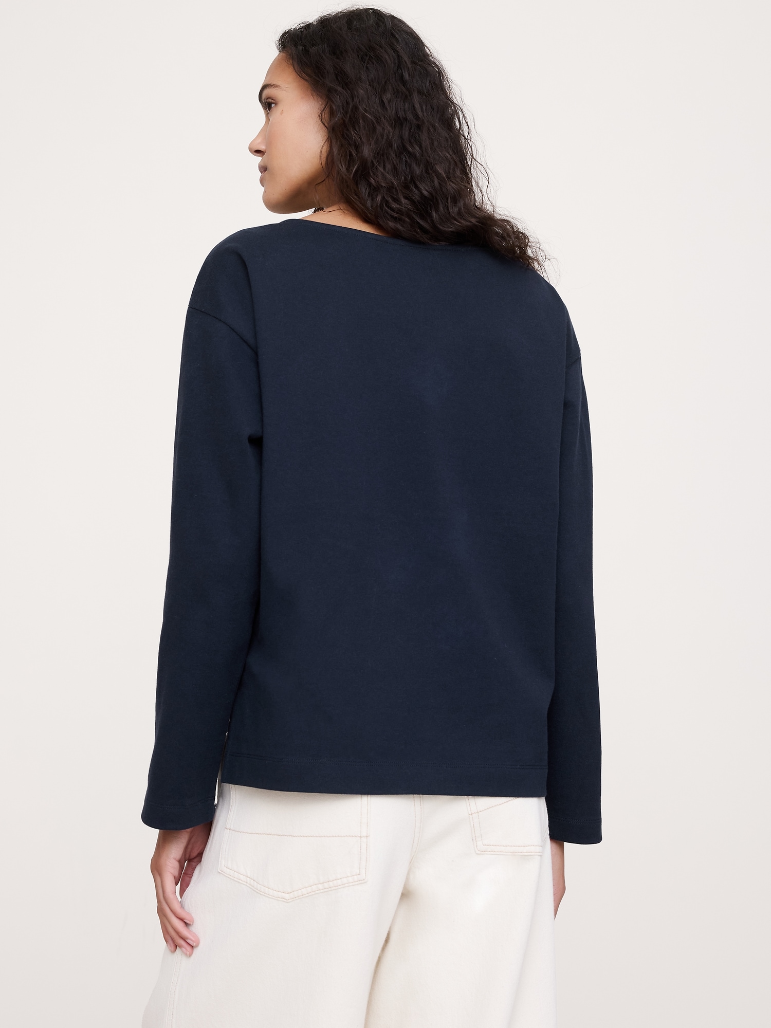 Image number 2 showing, Relaxed Cotton Boat-Neck Top