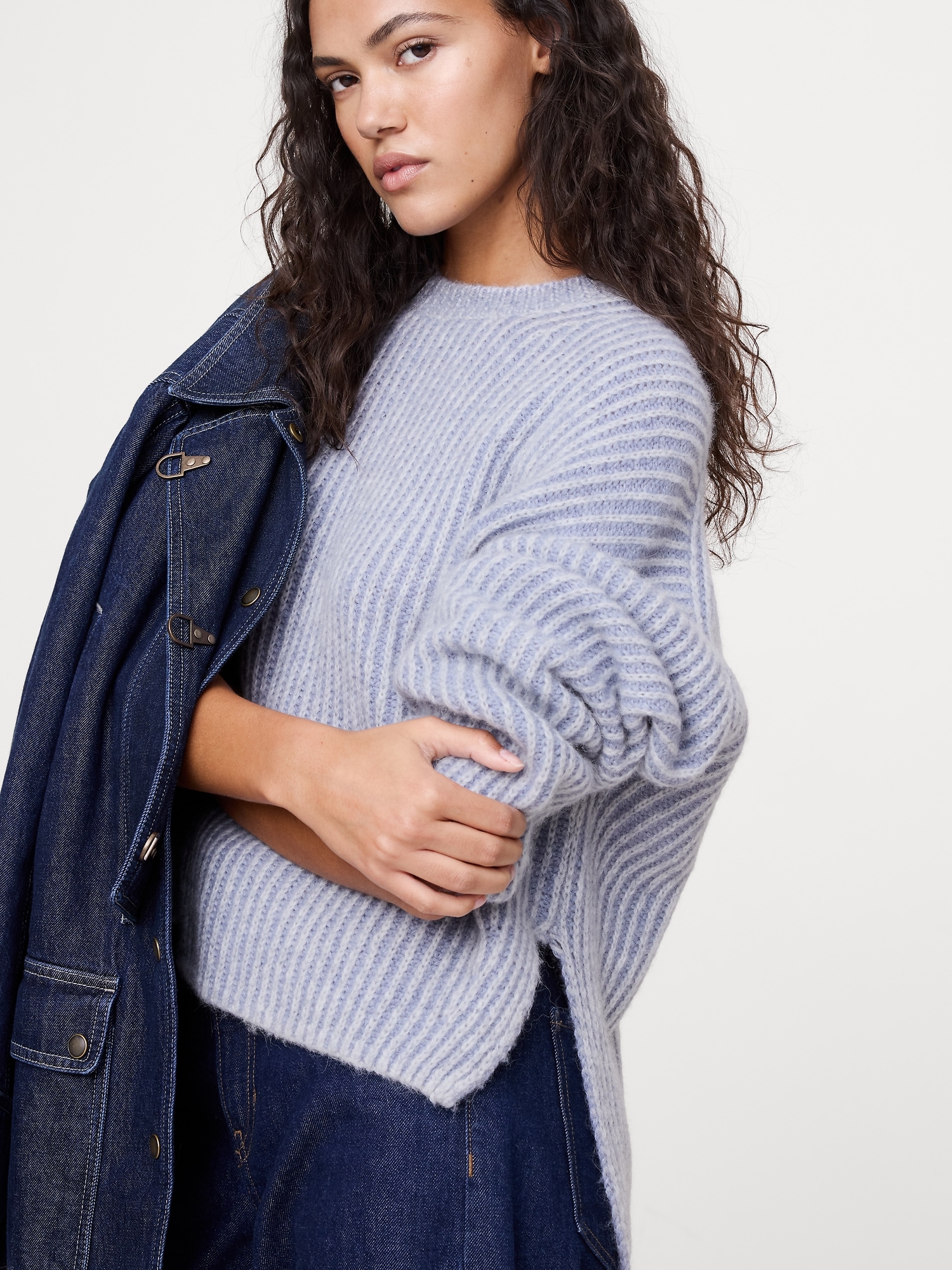 Image number 3 showing, Alpaca-Wool Blend Ribbed Sweater