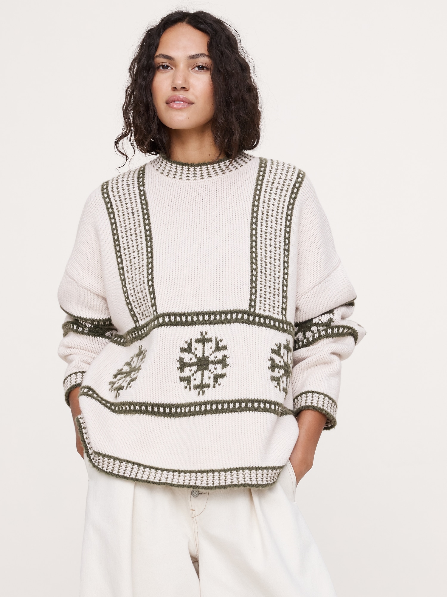 Image number 1 showing, Fair Isle Crew-Neck Sweater