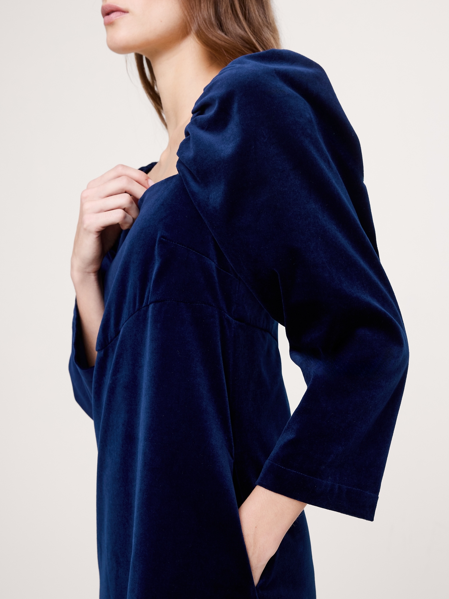 Image number 7 showing, Cotton-Velvet Puff-Sleeve Mini Dress