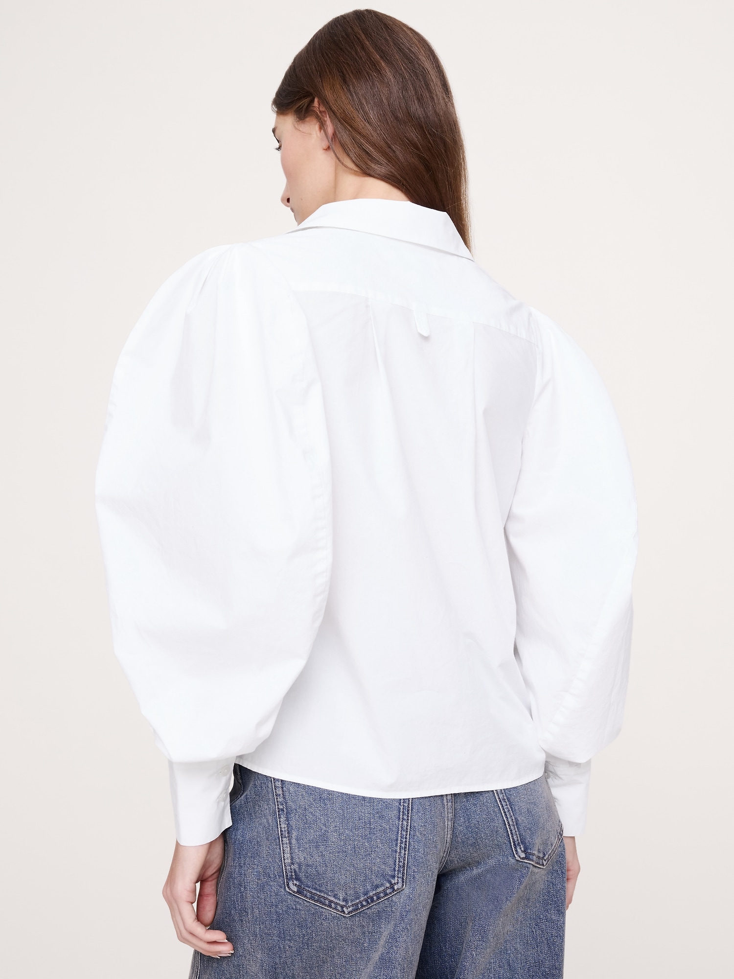 Image number 2 showing, Cotton Poplin Volume-Sleeve Shirt