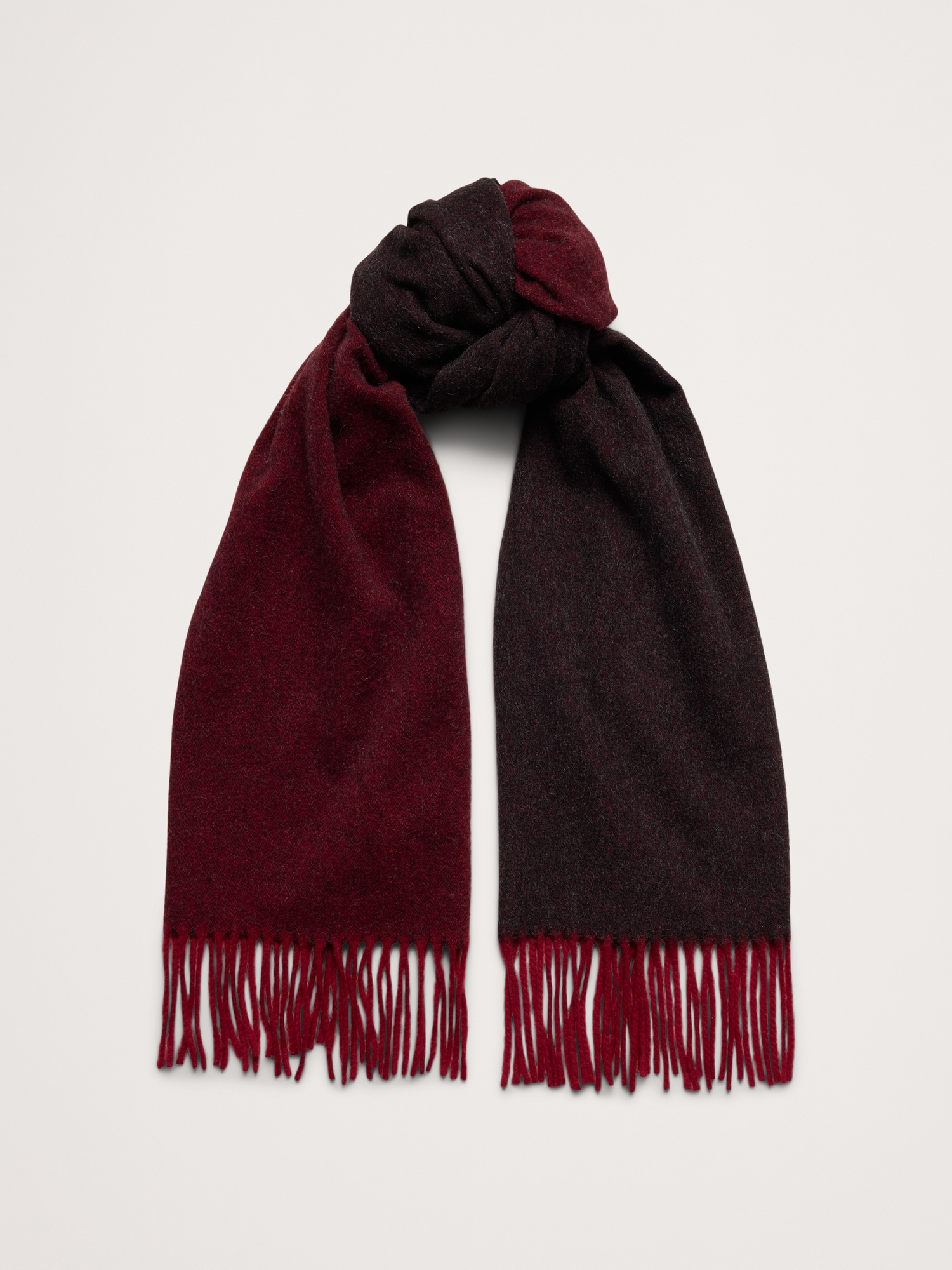 Italian Wool-Cashmere Scarf - Deep Red & Gray