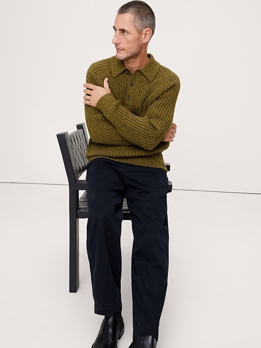 Bouclé Ribbed Sweater Polo