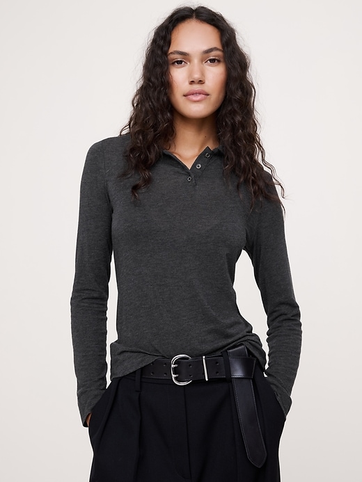 Sheer Lyocell-Wool Polo