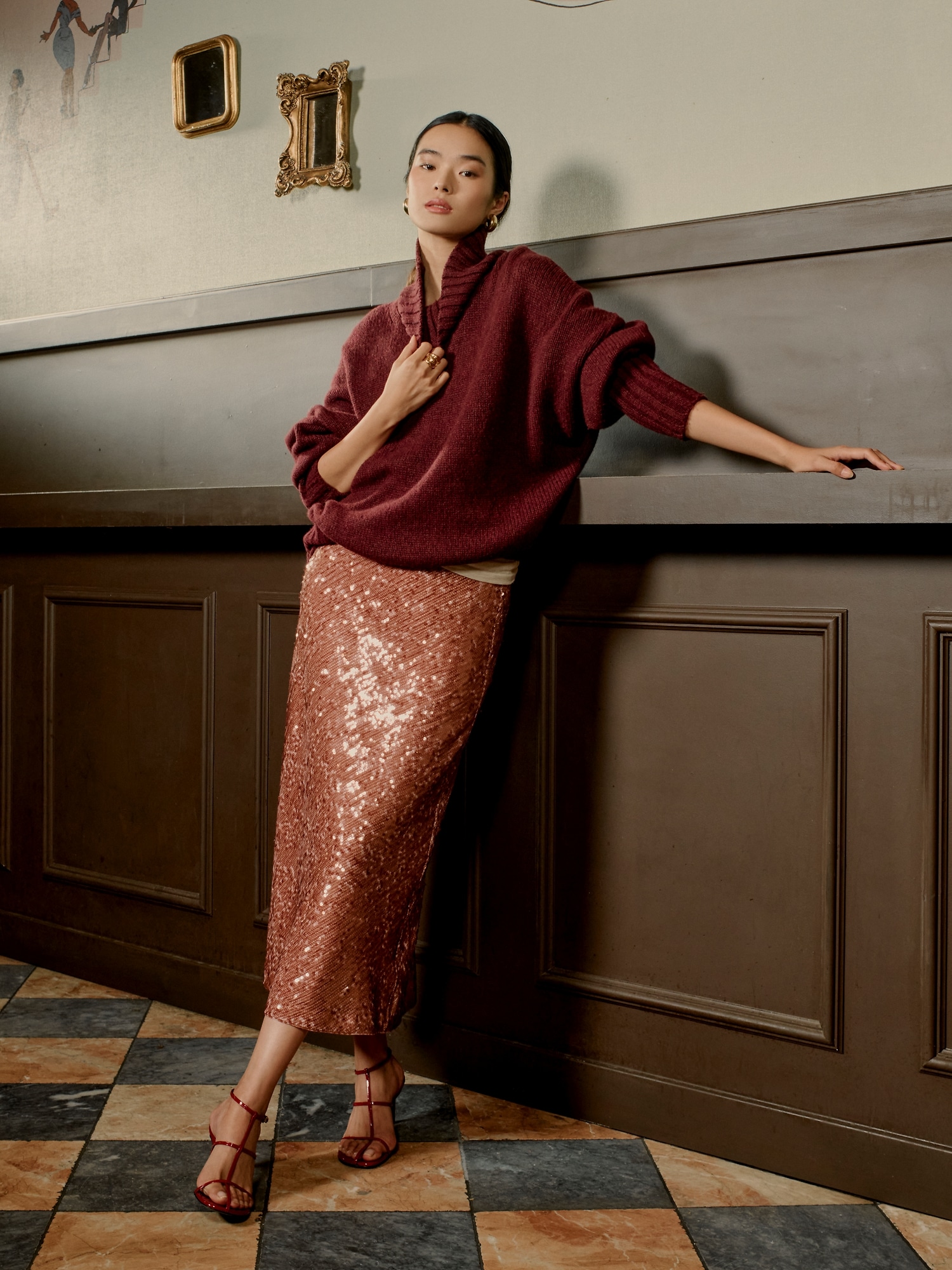 Image number 6 showing, Bias-Cut Sequin Maxi Skirt