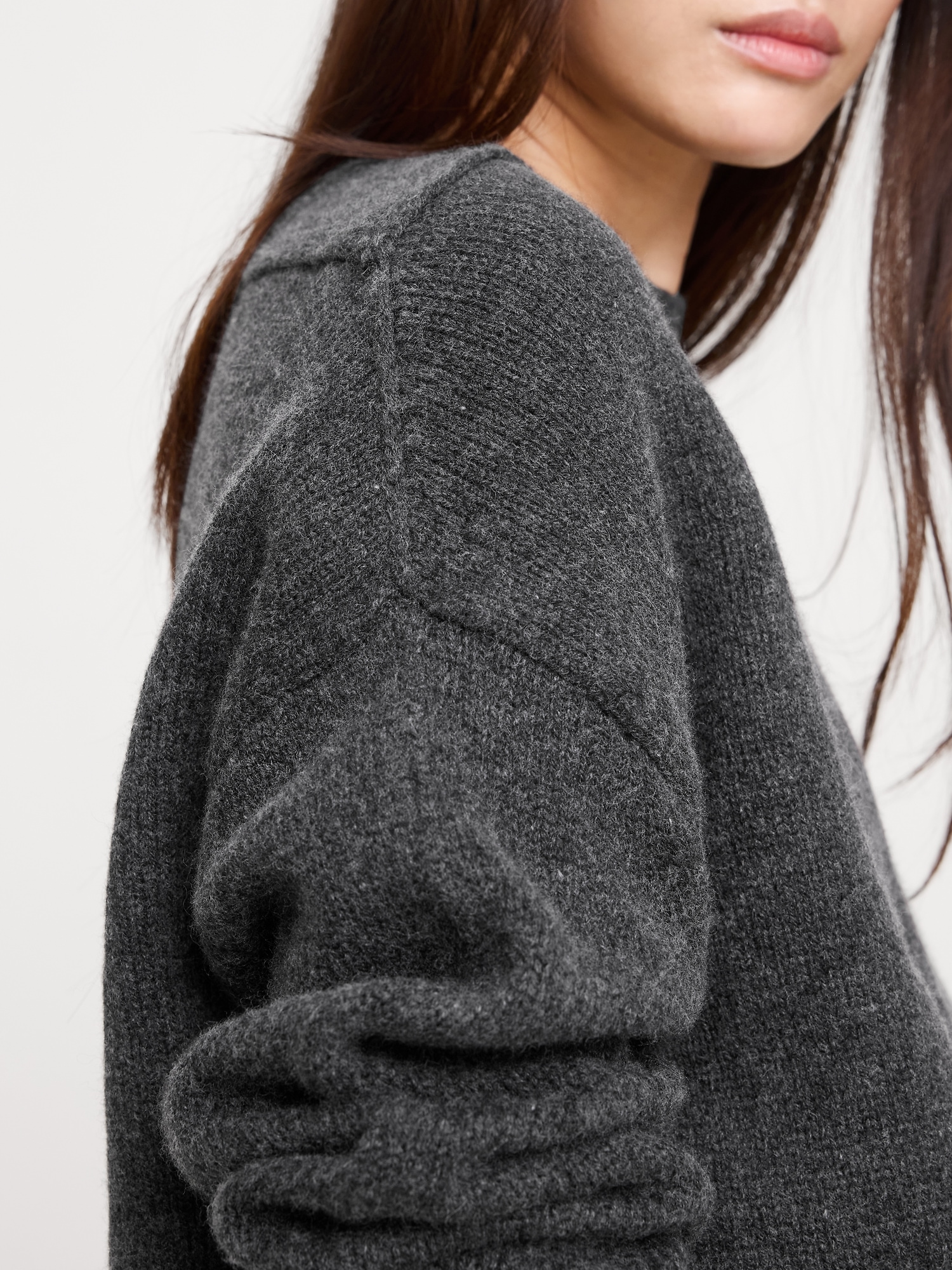 Image number 3 showing, Oversized Merino-Cotton Crew-Neck Sweater