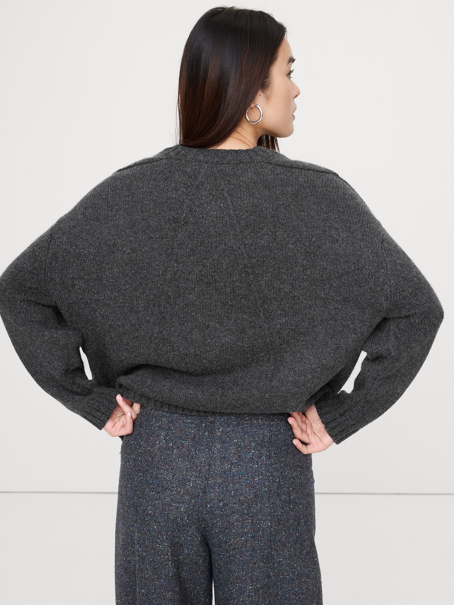 Image number 2 showing, Oversized Merino-Cotton Crew-Neck Sweater