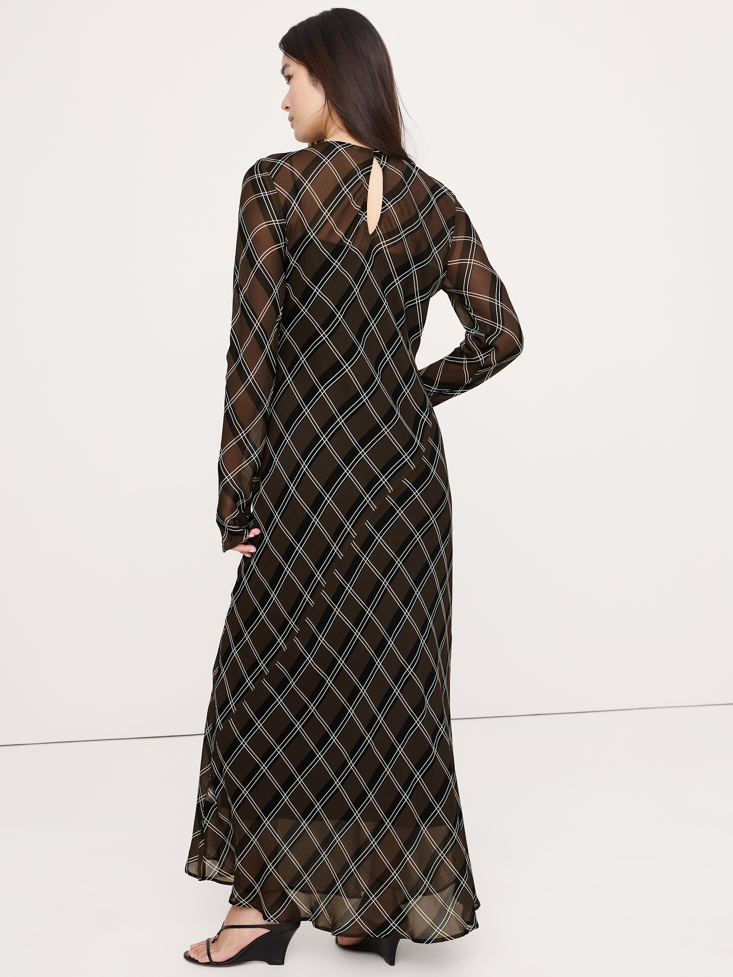 Image number 3 showing, Bias-Cut Chiffon Maxi Dress