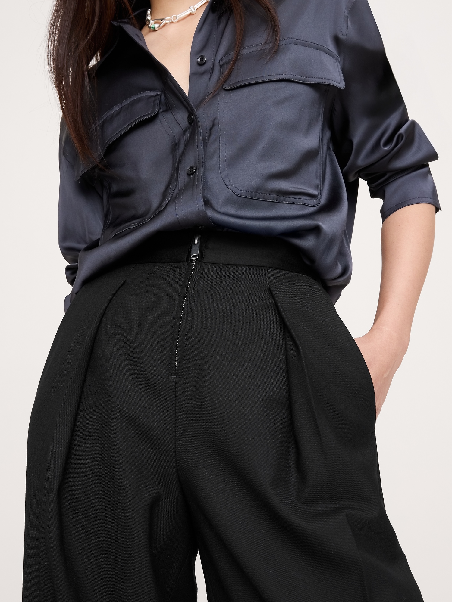 Image number 4 showing, High-Rise Wide-Leg Tuxedo Pant