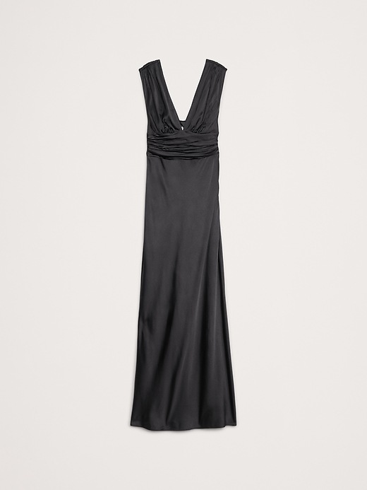 open lace back dress Sofia Open Back Satin Maxi Dress