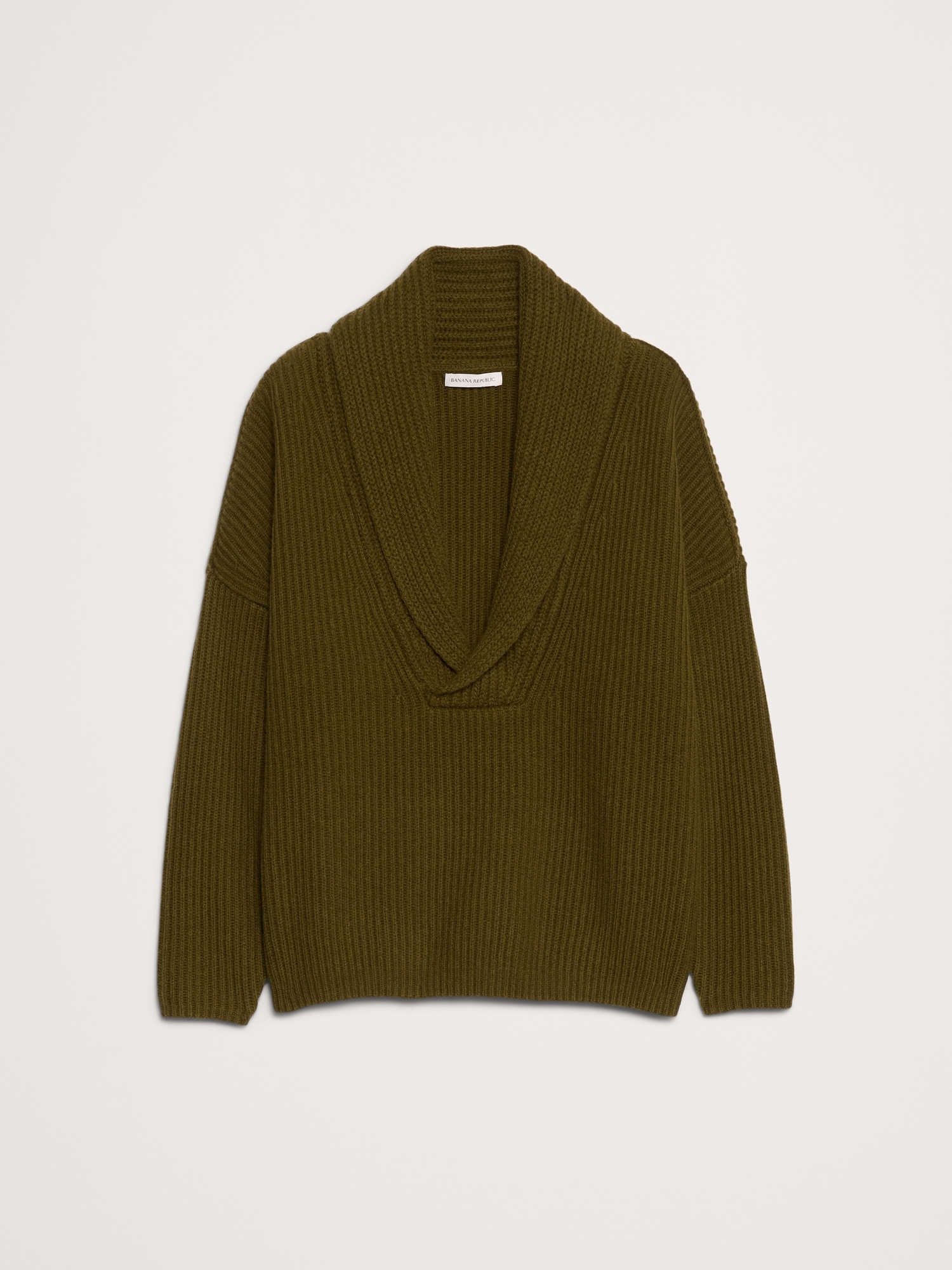 Image number 5 showing, Merino-Cotton Shawl-Collar Sweater