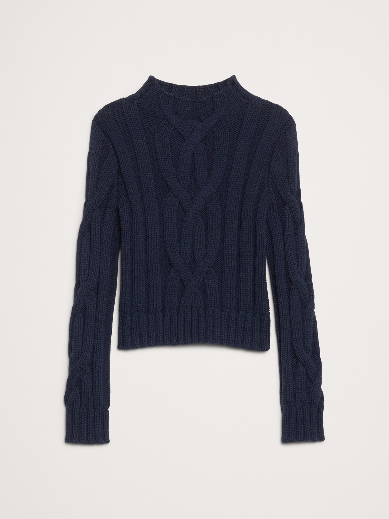 Image number 4 showing, Cotton-Blend Cable-Knit Cropped Sweater