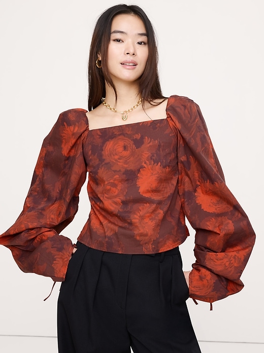 Stretch-Cotton Square-Neck Top