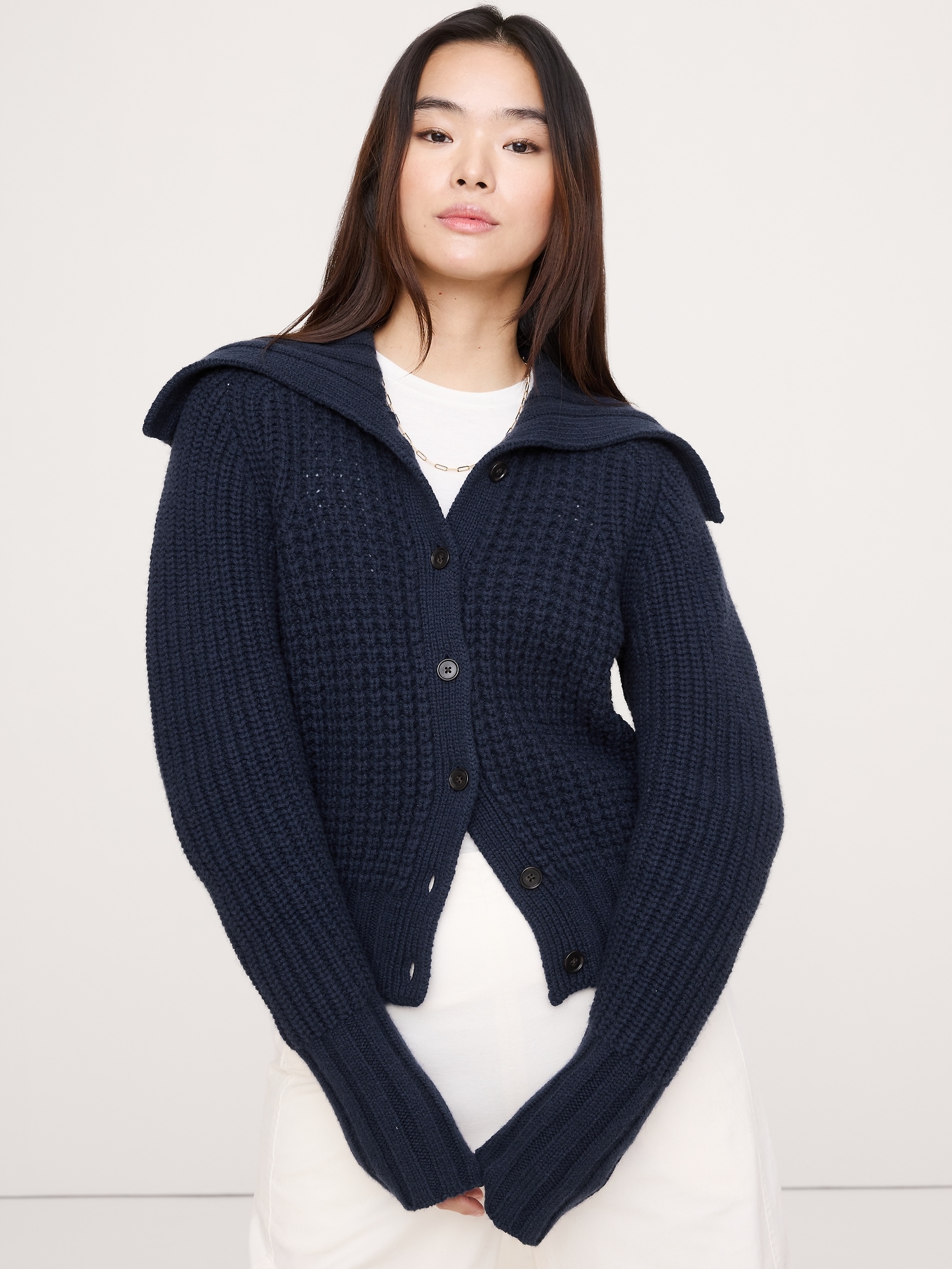 Merino-Cotton Cropped Cardigan