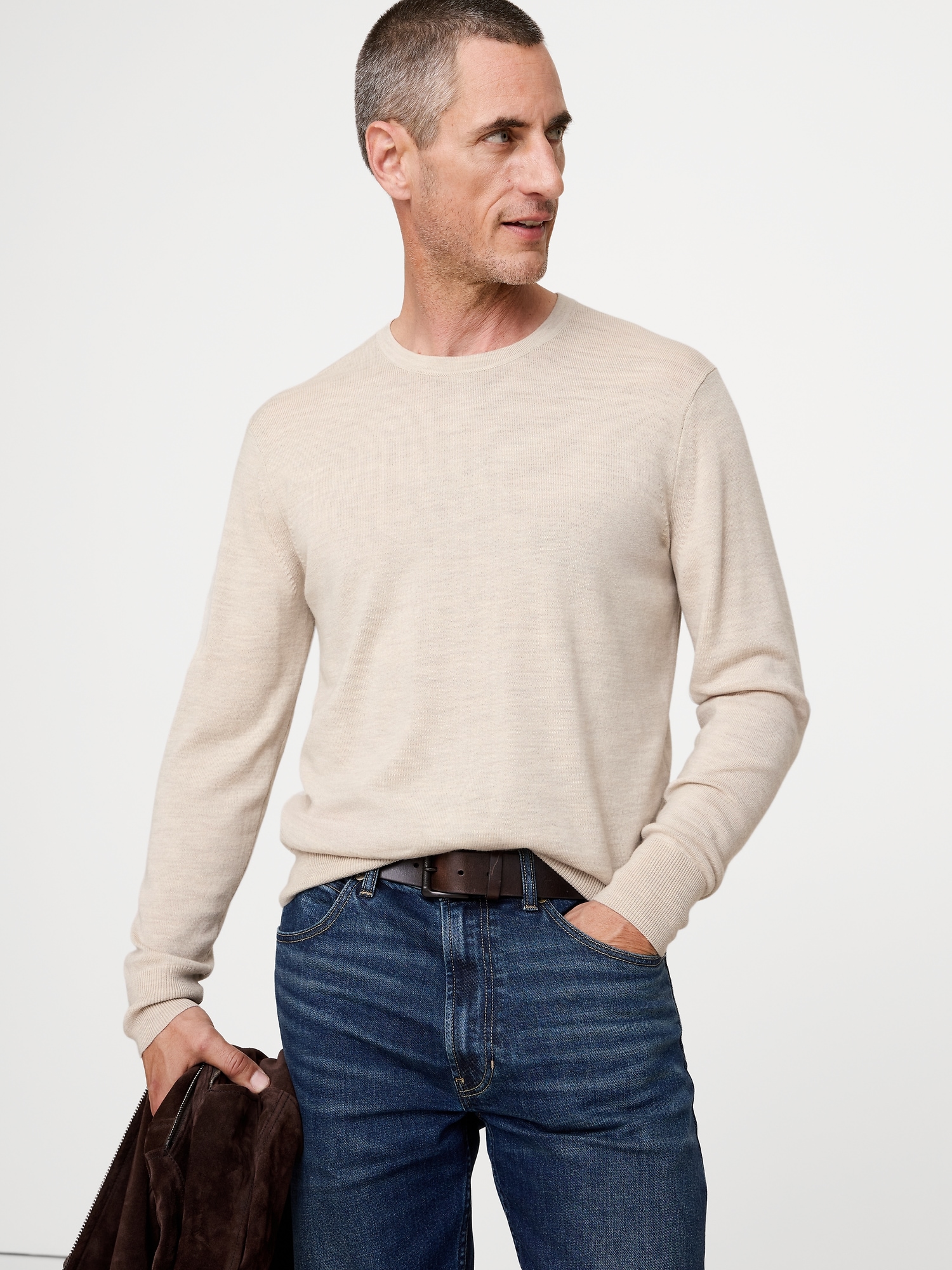 Merino Crew-Neck Sweater - Heather Oatmeal