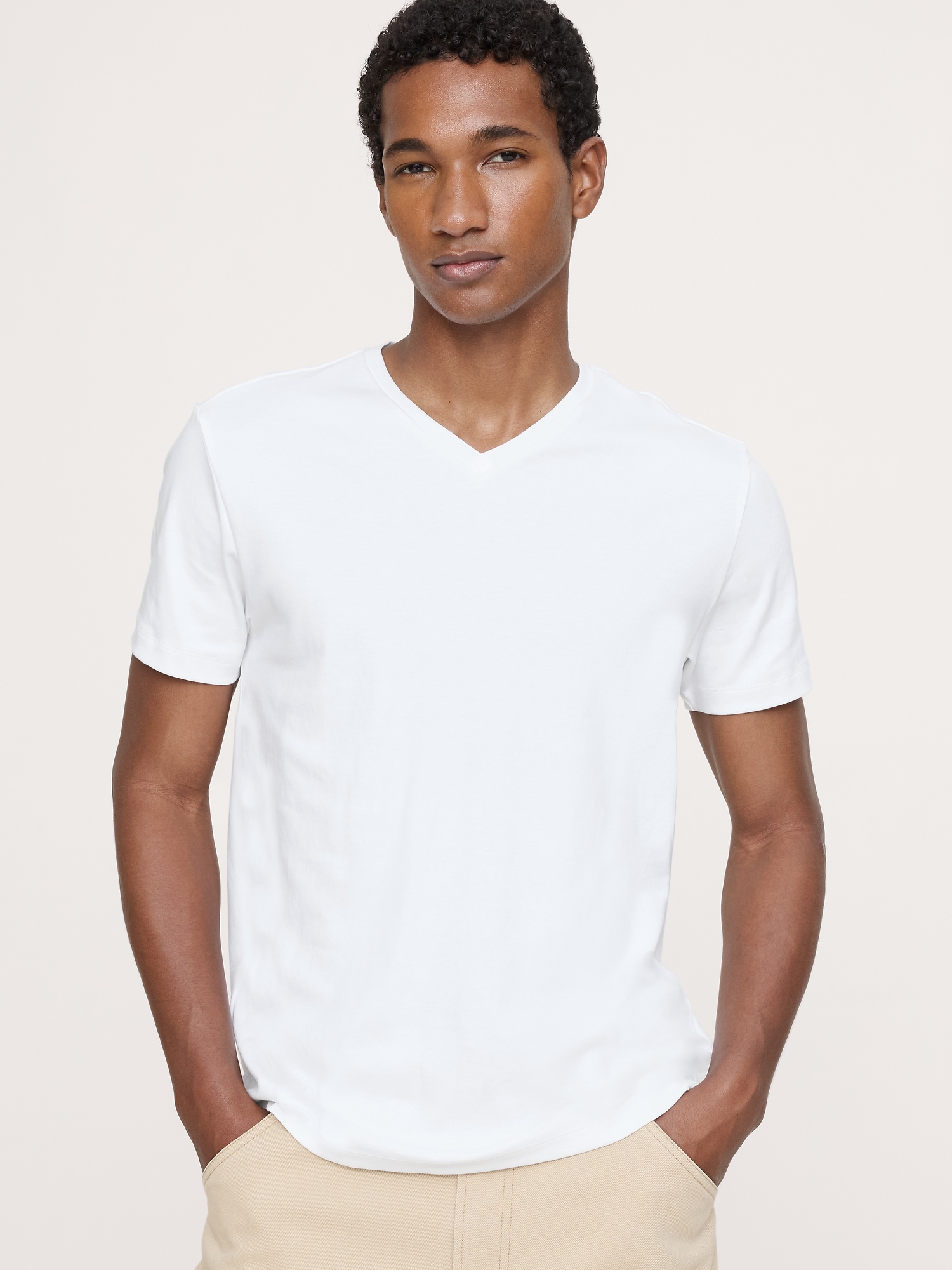 Luxury-Touch V-Neck T-Shirt - Optic White