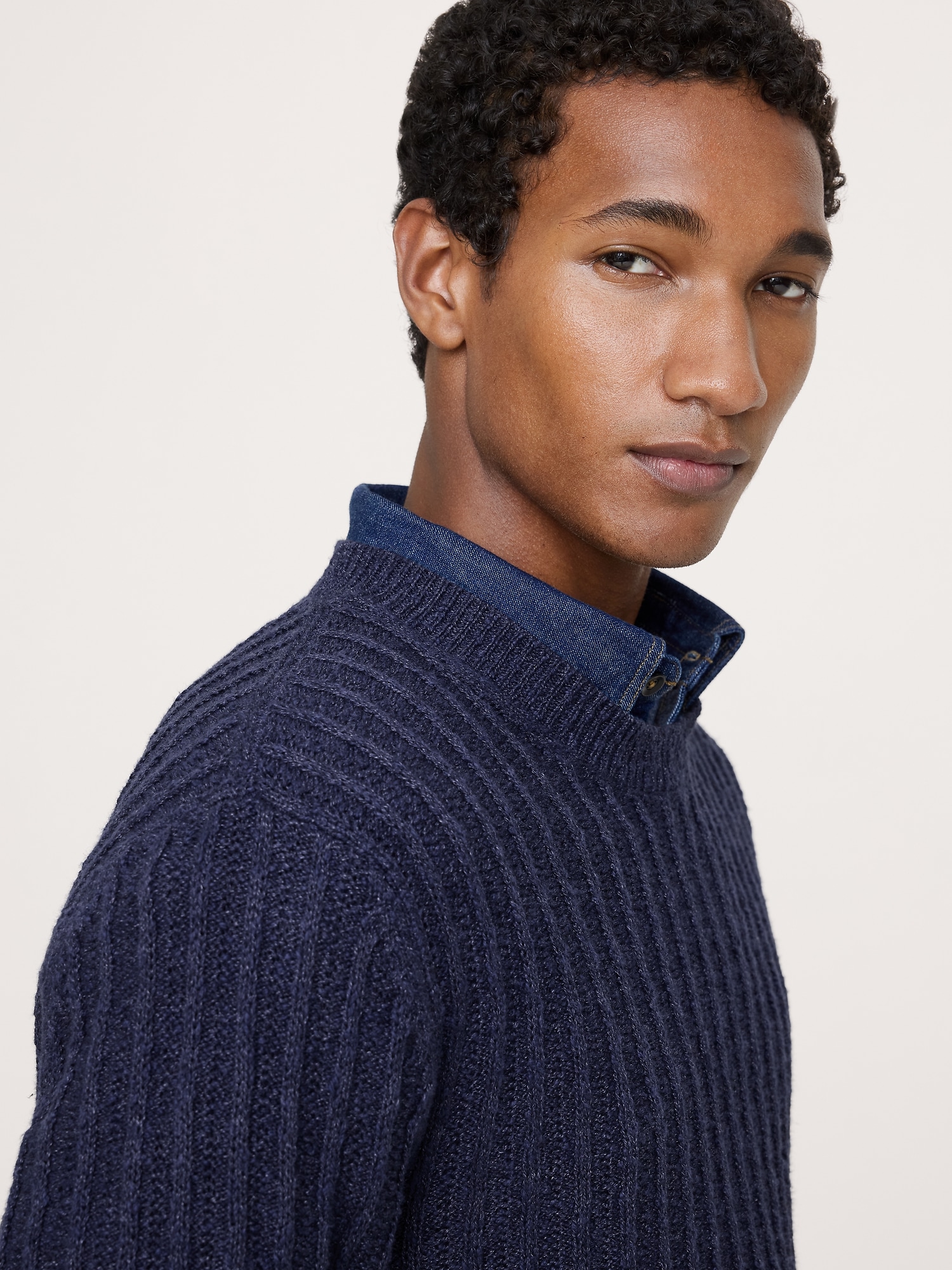 Image number 3 showing, Cotton-Linen Blend Crew-Neck Sweater