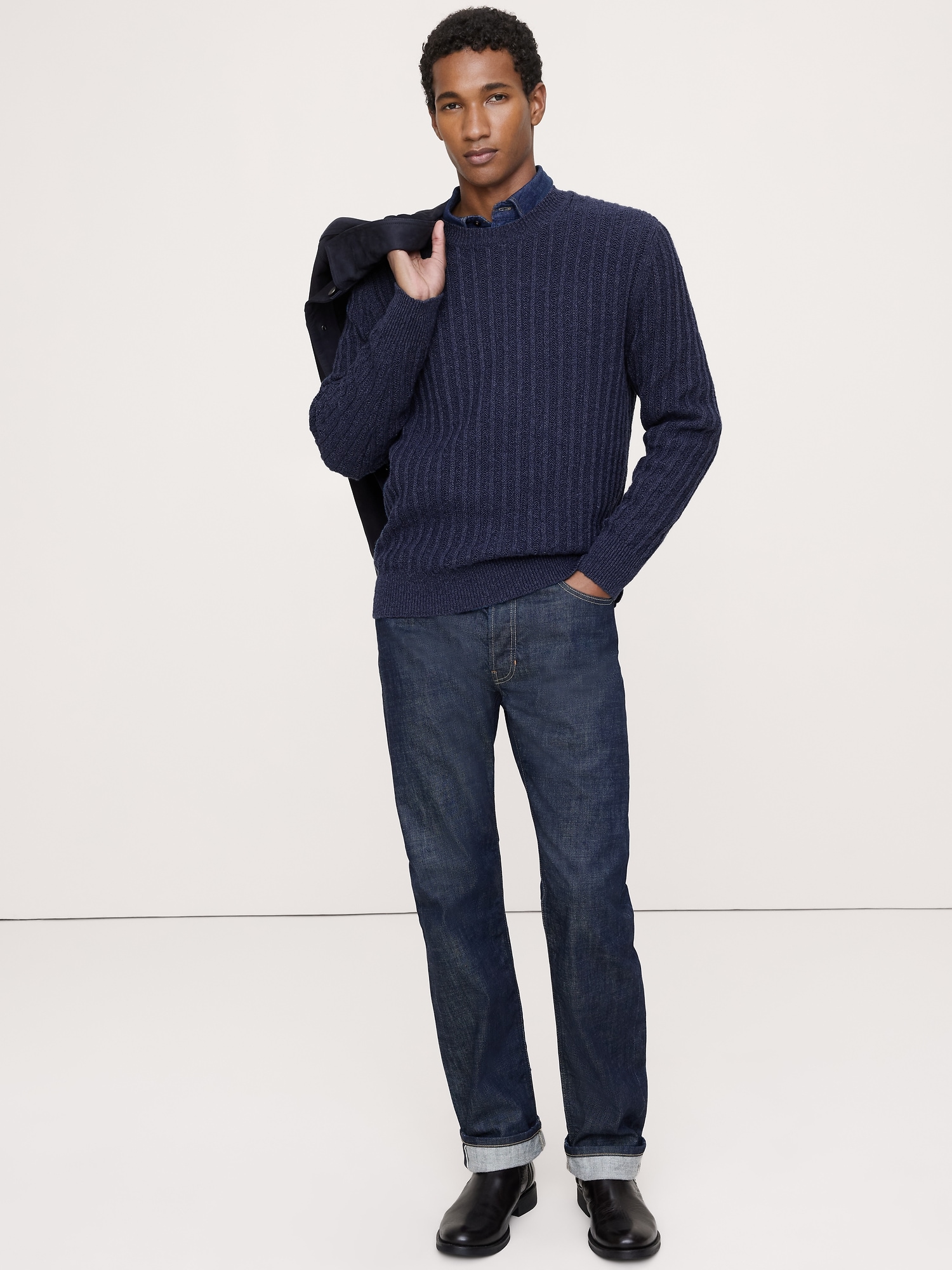 Cotton-Linen Blend Crew-Neck Sweater