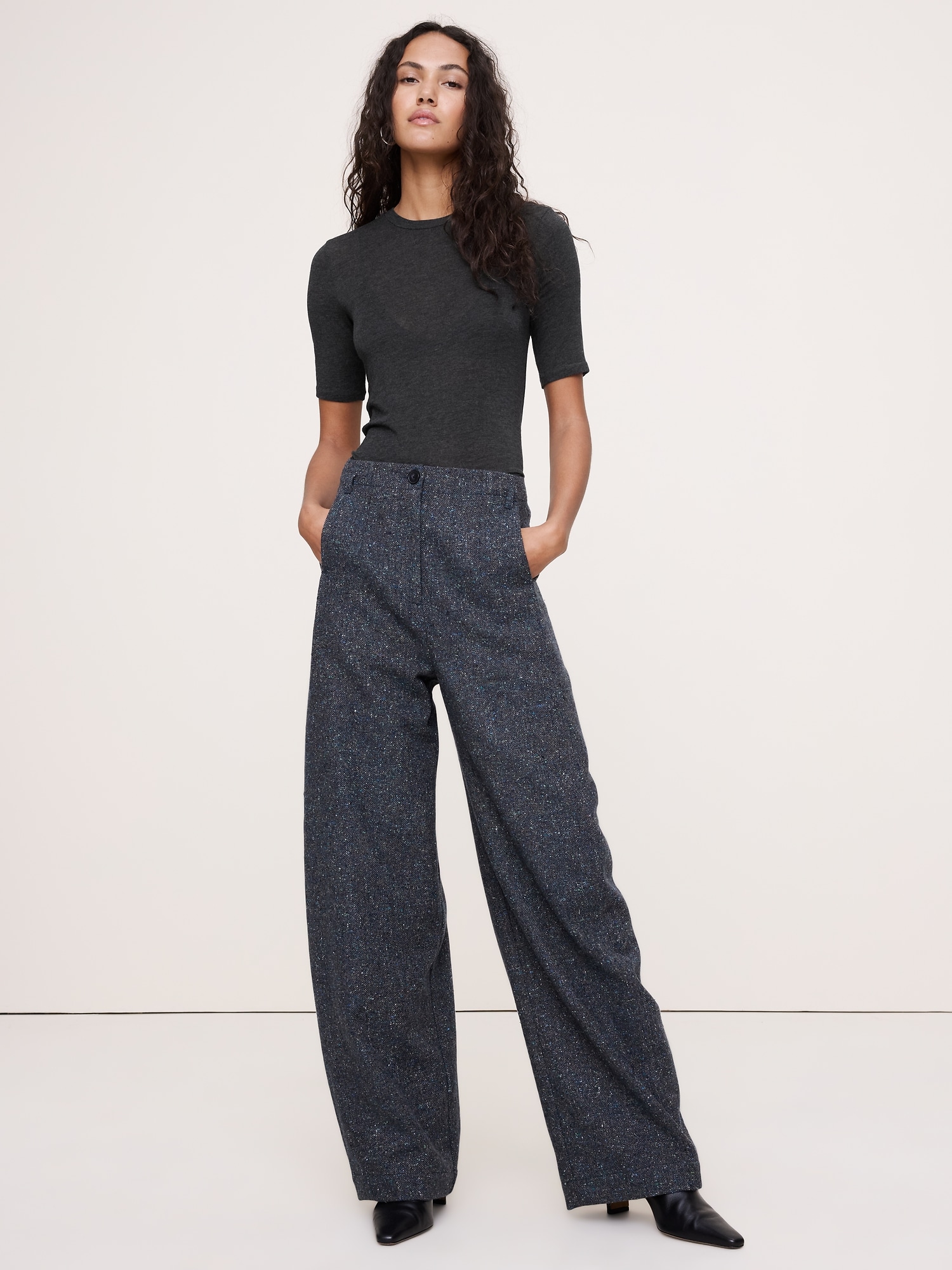 Sheer Lyocell-Wool Crew-Neck T-Shirt - Dark Charcoal Gray