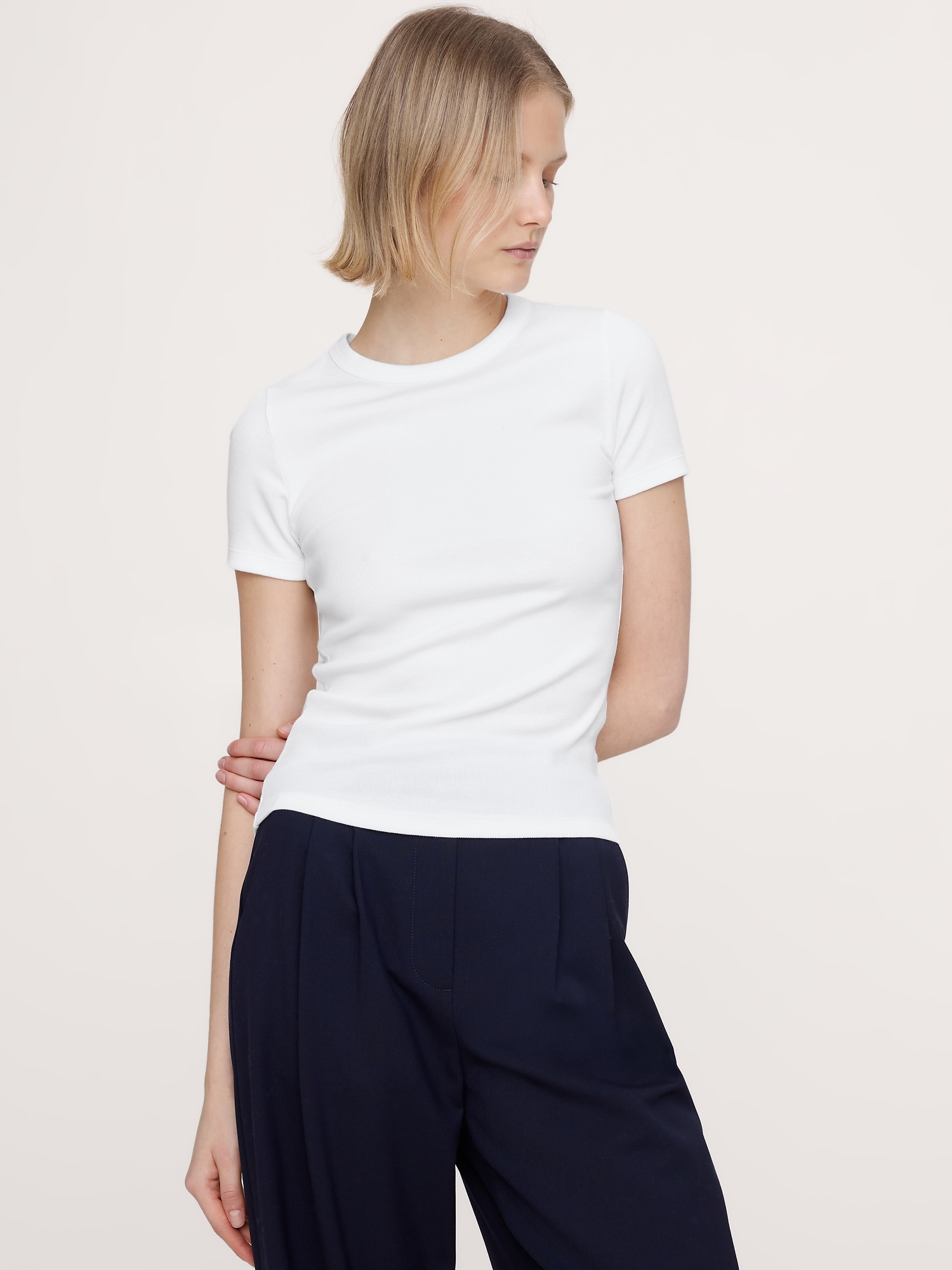 Ribbed Baby T-Shirt - White