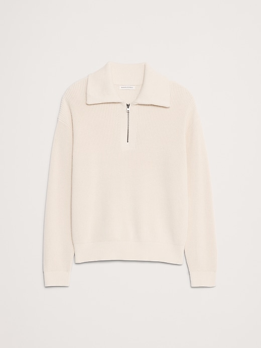 Cotton Ribbed Zip Sweater Polo | Banana Republic
