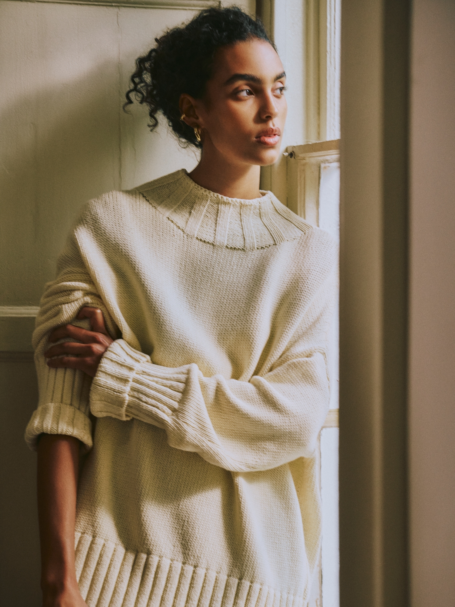 Image number 6 showing, Chunky Cotton Tunic Sweater