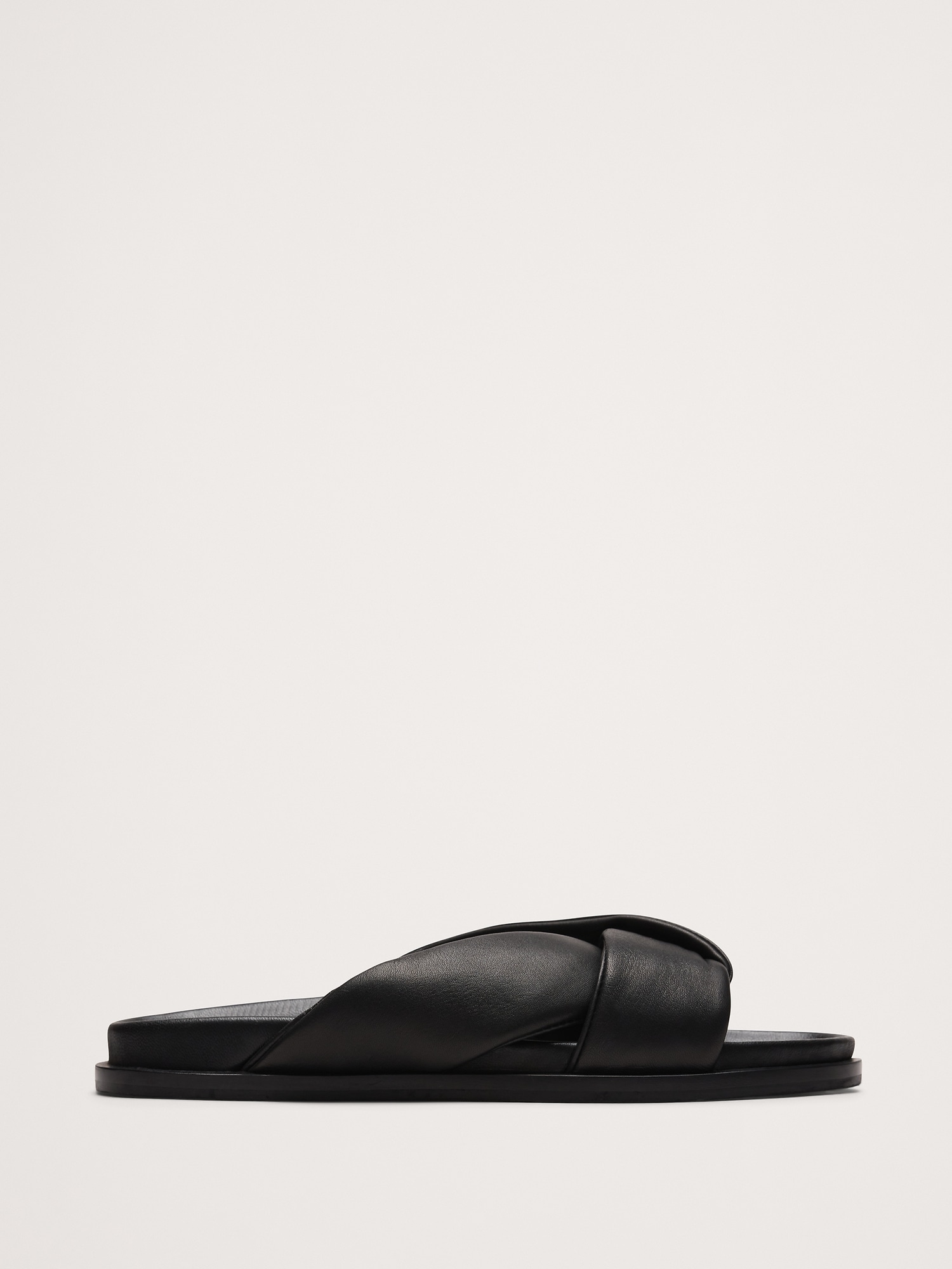 Leather Knot Slide Sandal - Black