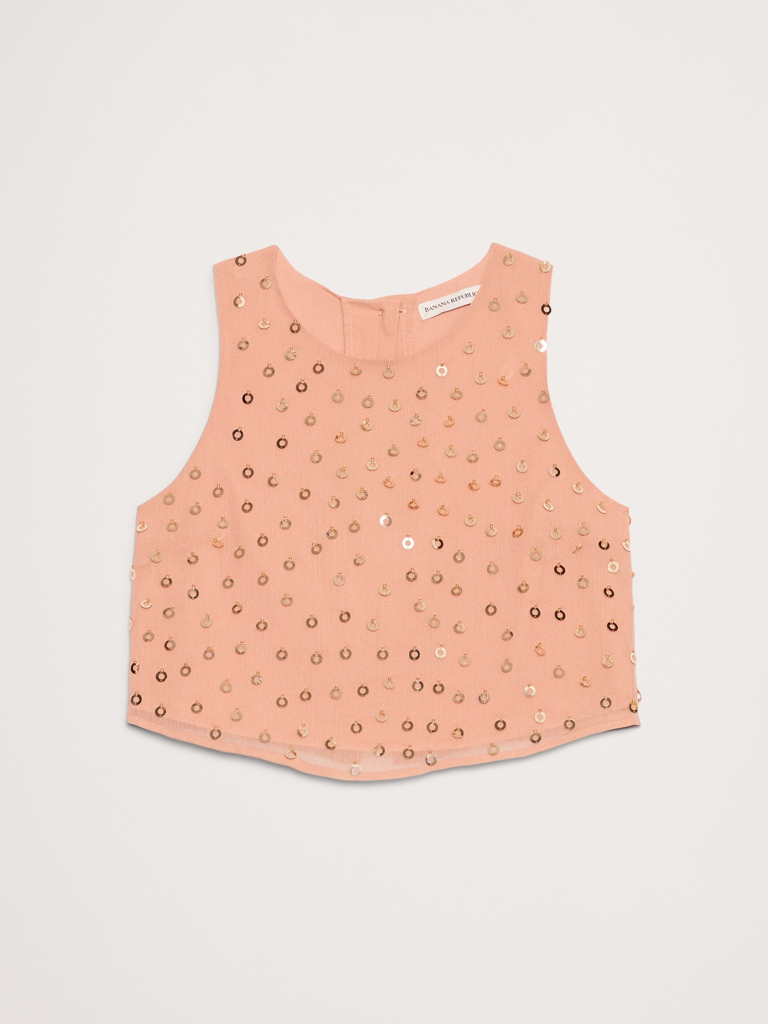 Женский топ Banana Republic Embellished Chiffon Open-Back Tank, цвет: Розовый — фото 4